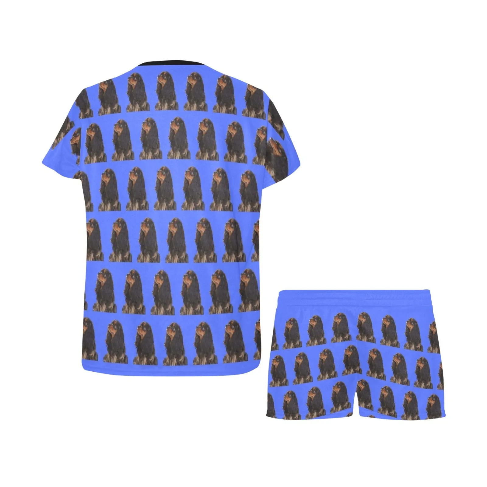 2 Piece Cavalier King Charles Spaniel PJ Set - Black & Tan