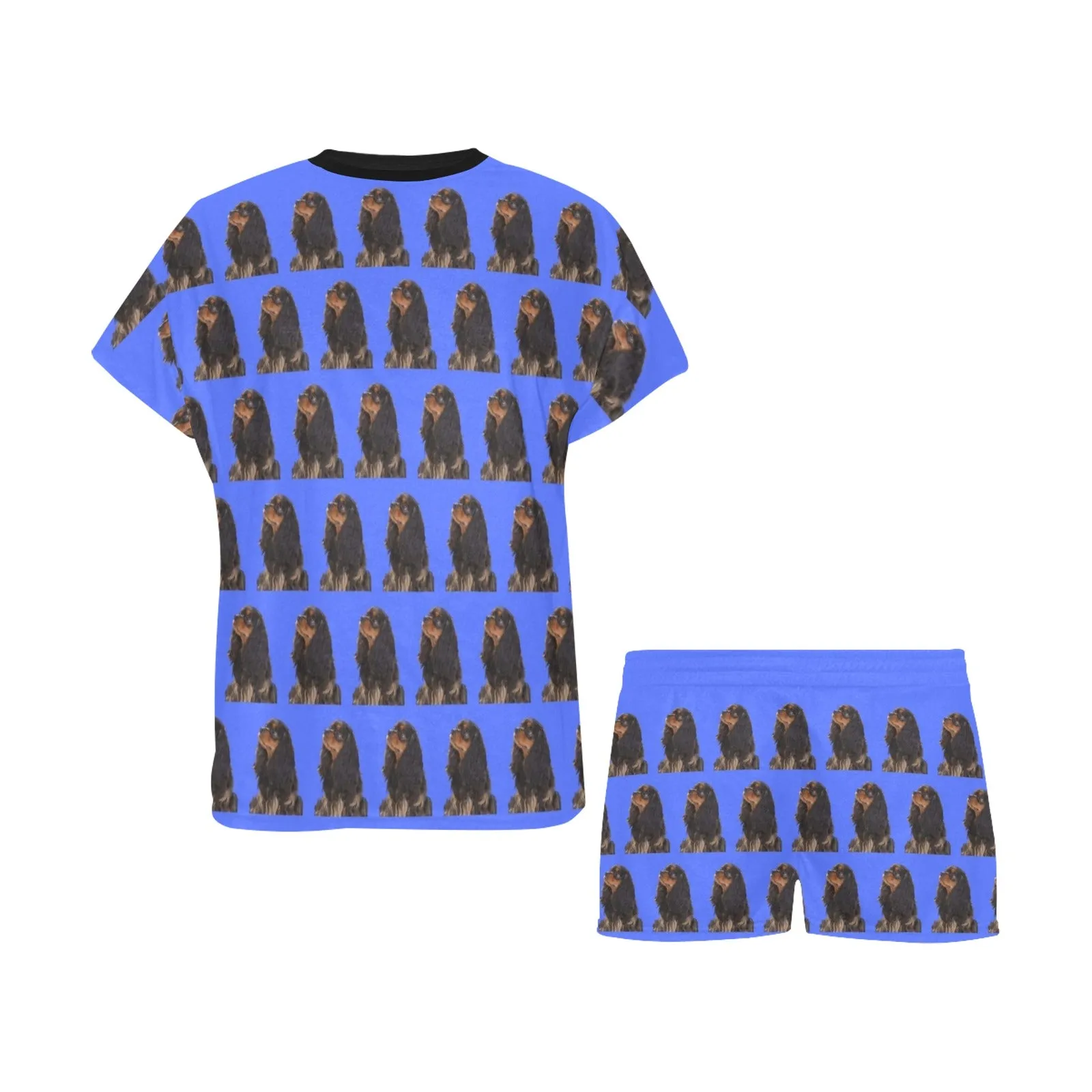2 Piece Cavalier King Charles Spaniel PJ Set - Black & Tan