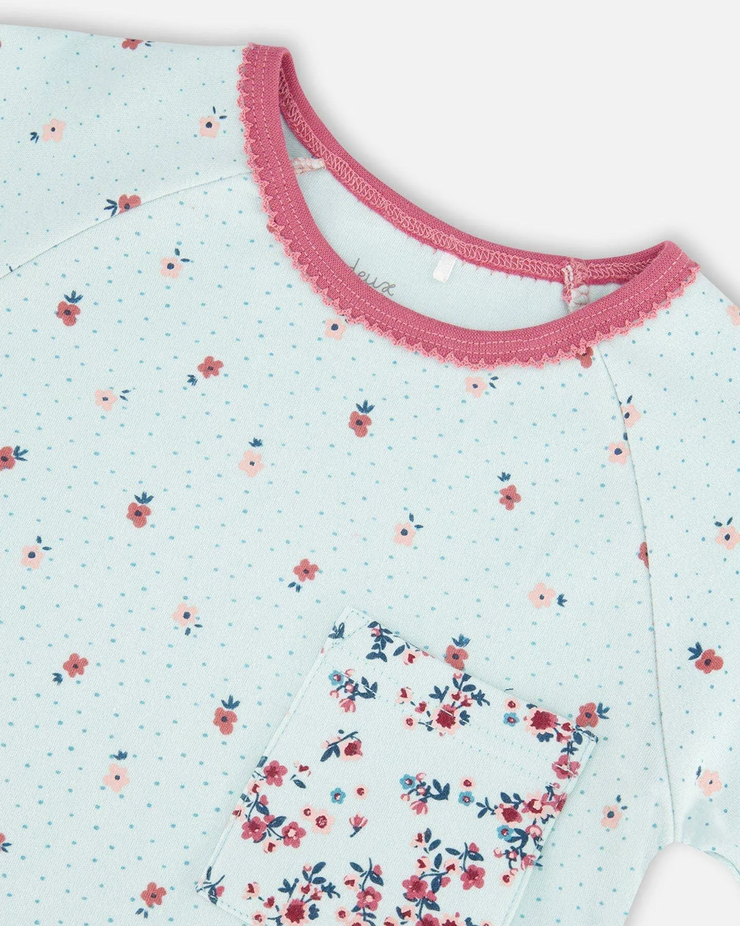 Aqua Floral Organic Cotton Pajamas Set