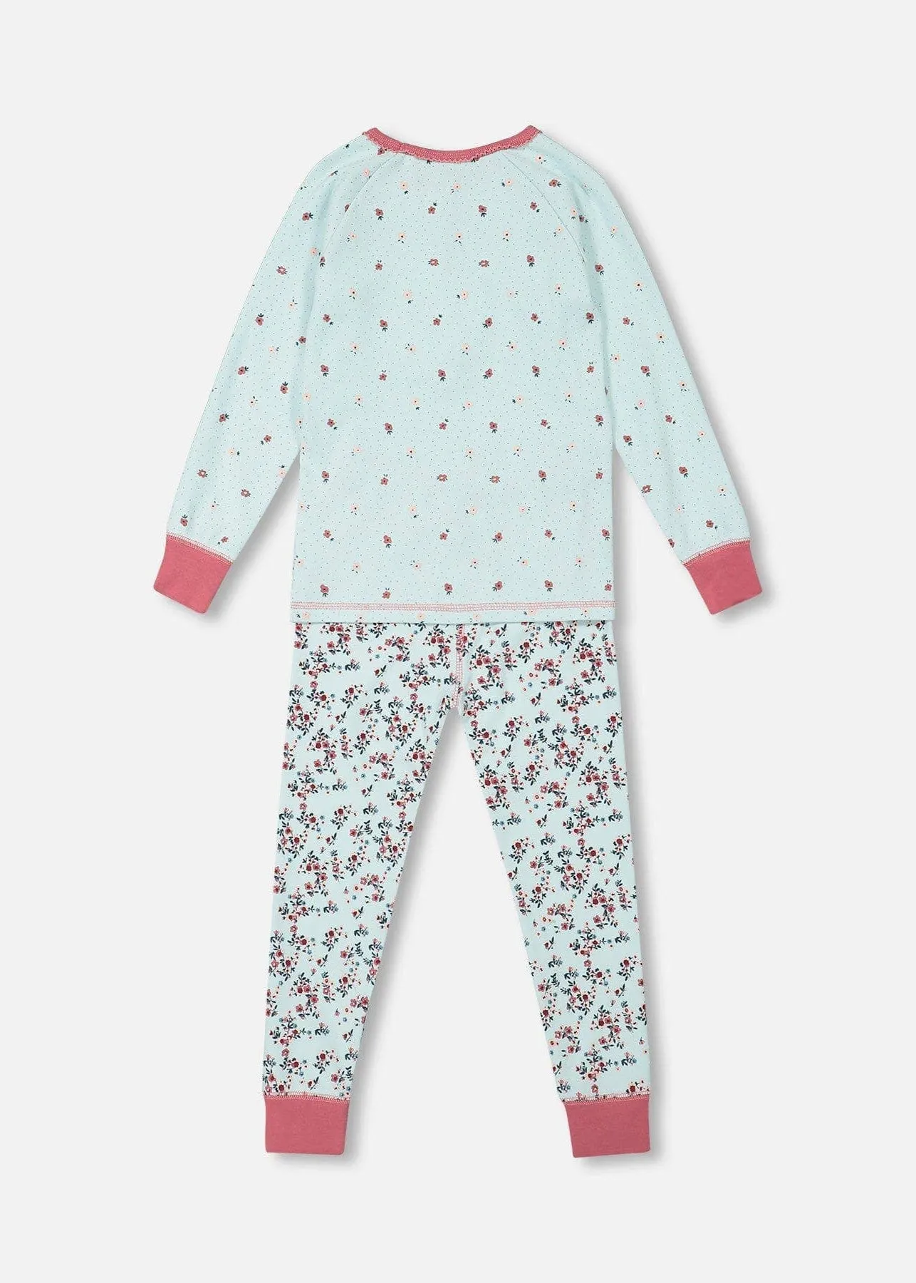 Aqua Floral Organic Cotton Pajamas Set