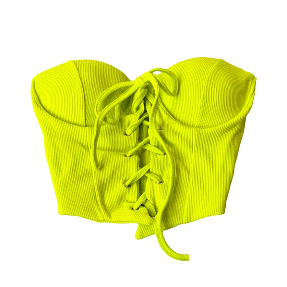 Backless Women's Tank Top - Slash Neck, Built-In Bra, Lace-Up, Bare Midriff Skinny Camisole, Vintage Summer Style