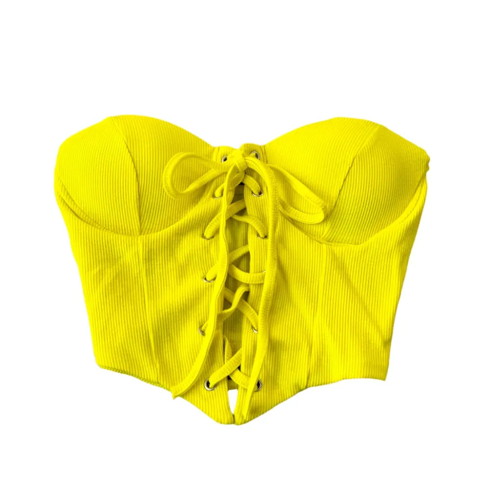 Backless Women's Tank Top - Slash Neck, Built-In Bra, Lace-Up, Bare Midriff Skinny Camisole, Vintage Summer Style