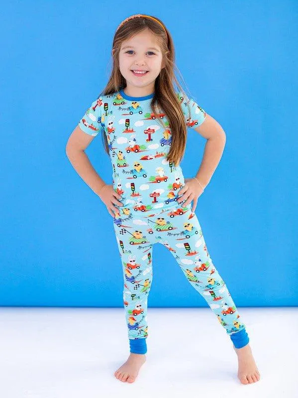 Bamboo Short Sleeve Pajama Set - Judah (Chick and Bunny Race Cars)