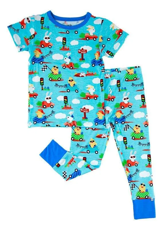 Bamboo Short Sleeve Pajama Set - Judah (Chick and Bunny Race Cars)
