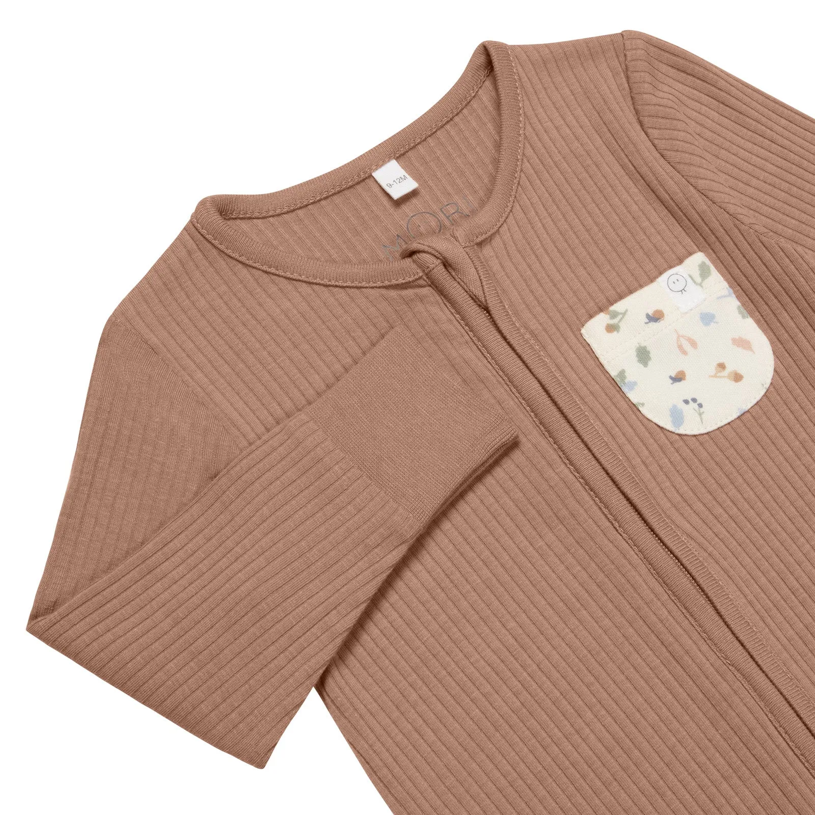 Bear Pocket Ribbed Clever Zip Footed Baby Pajamas