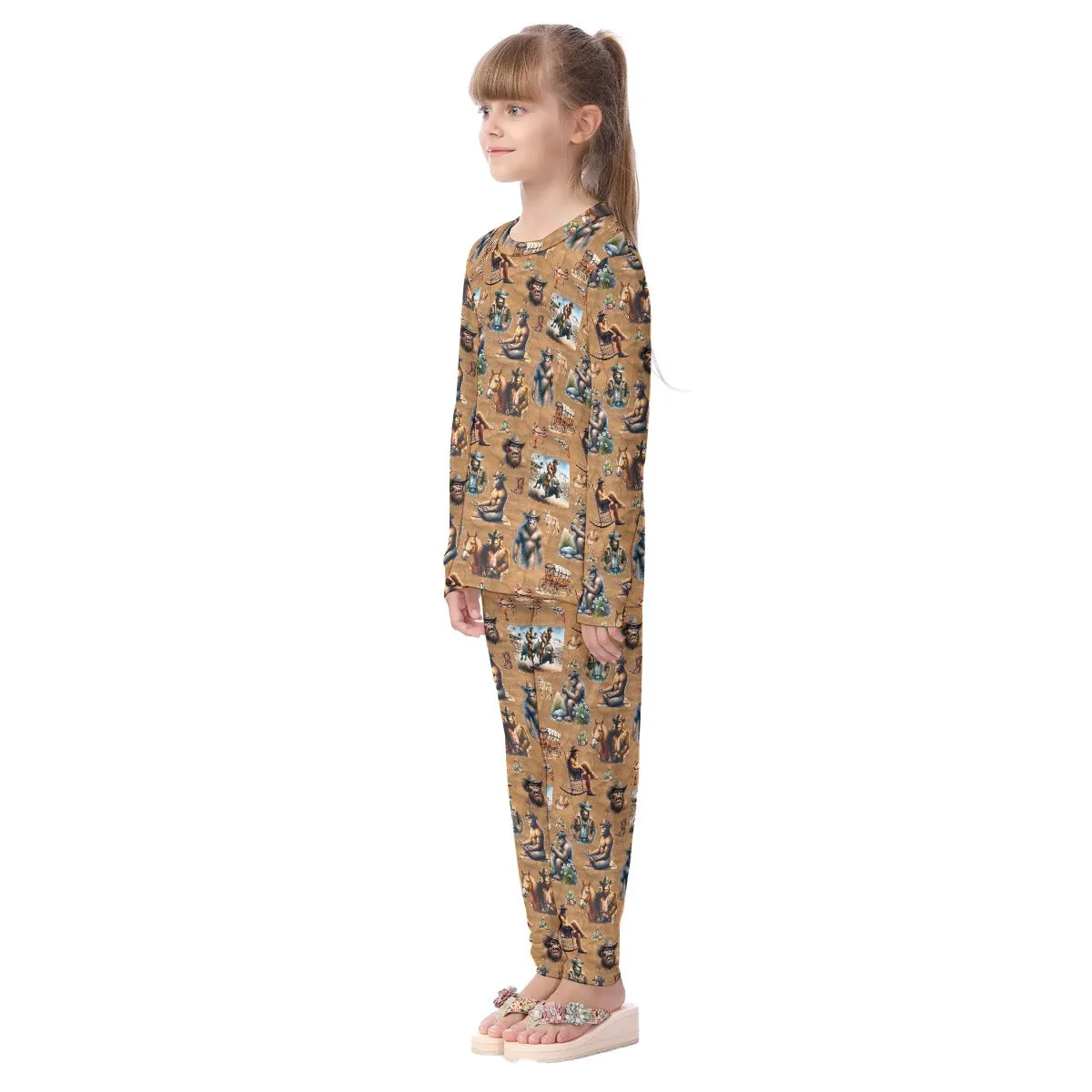 Bigfoot Sasquatch 18 DESIGNS Children Pajama Long 2 Piece Set. set 2 of 2