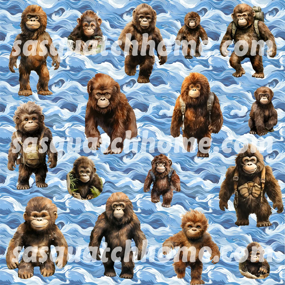 Bigfoot Sasquatch 18 DESIGNS Children Pajama Long 2 Piece Set. set 2 of 2