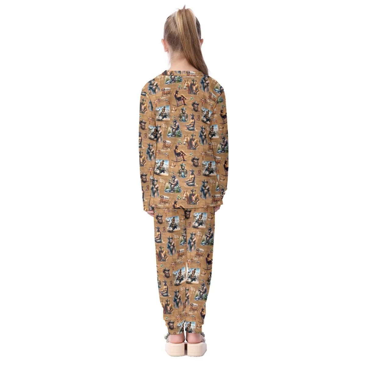 Bigfoot Sasquatch 18 DESIGNS Children Pajama Long 2 Piece Set. set 2 of 2