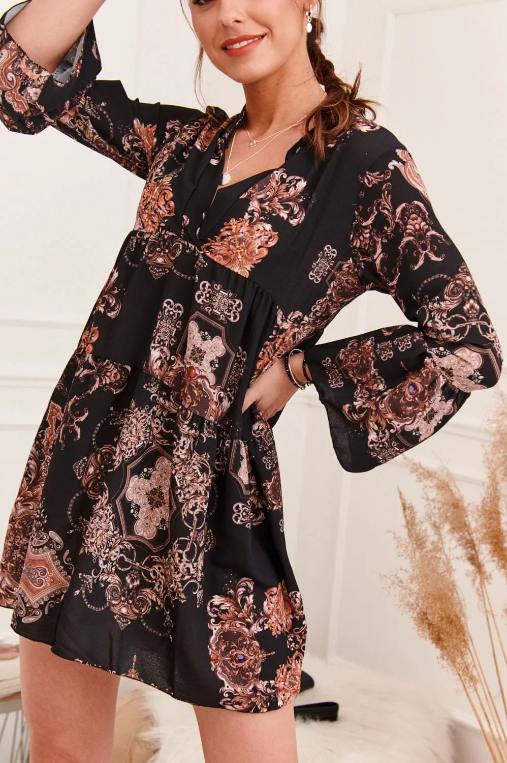 Black dress with attractive patterns 3715