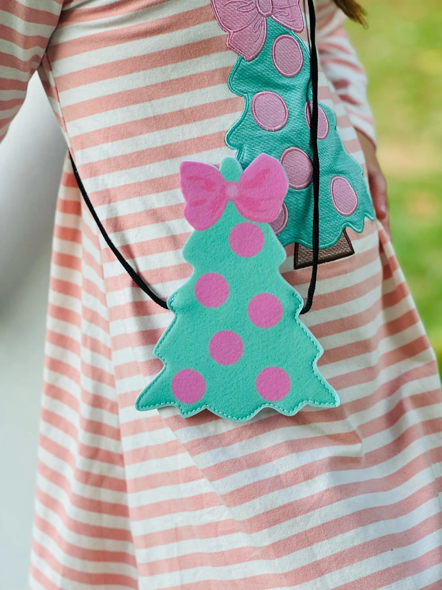 Blush Christmas Tree Striped Pocket Dress