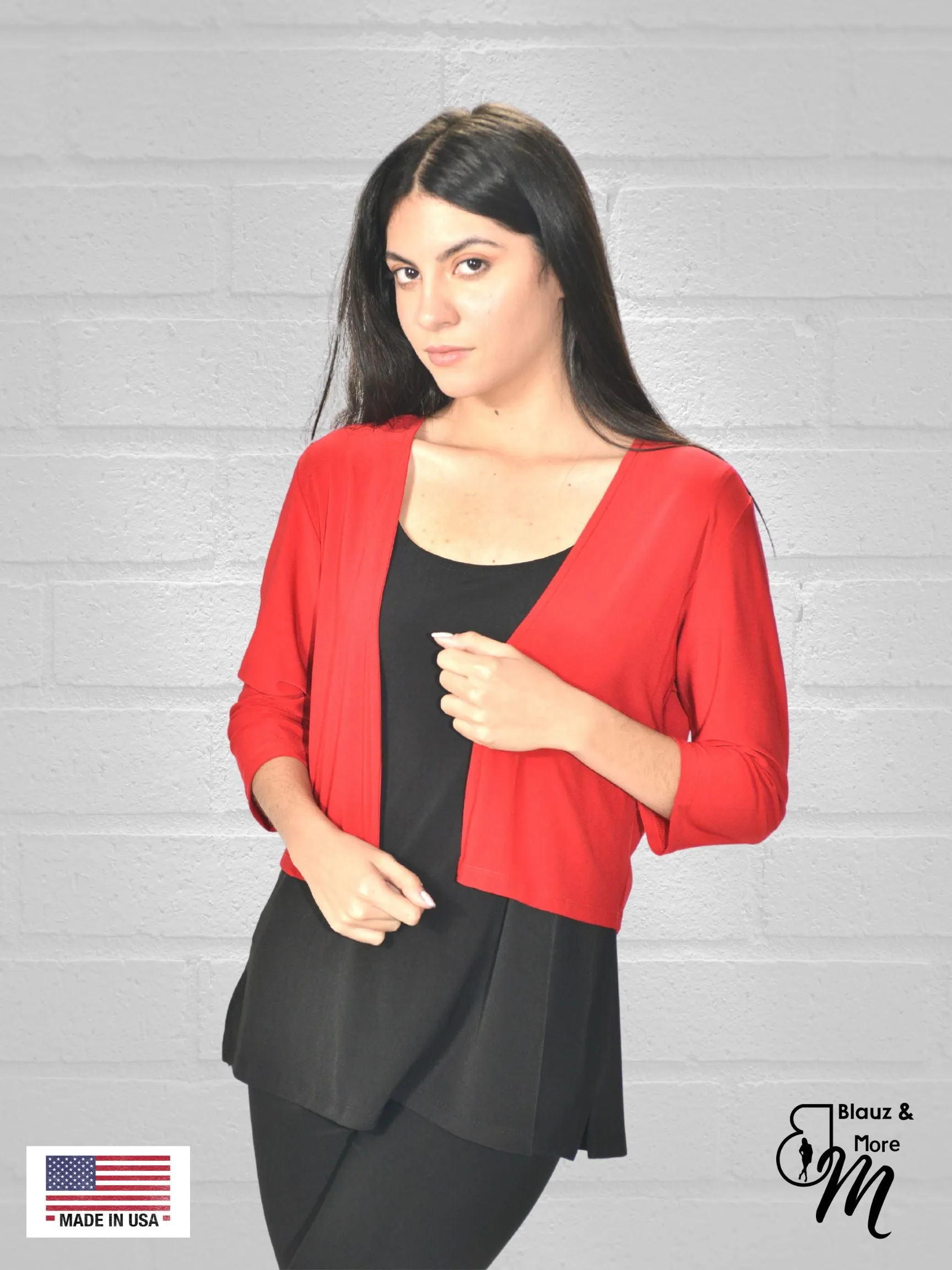 Bolero with 3/4 sleeves - Regular and Plus Sizes available - T360