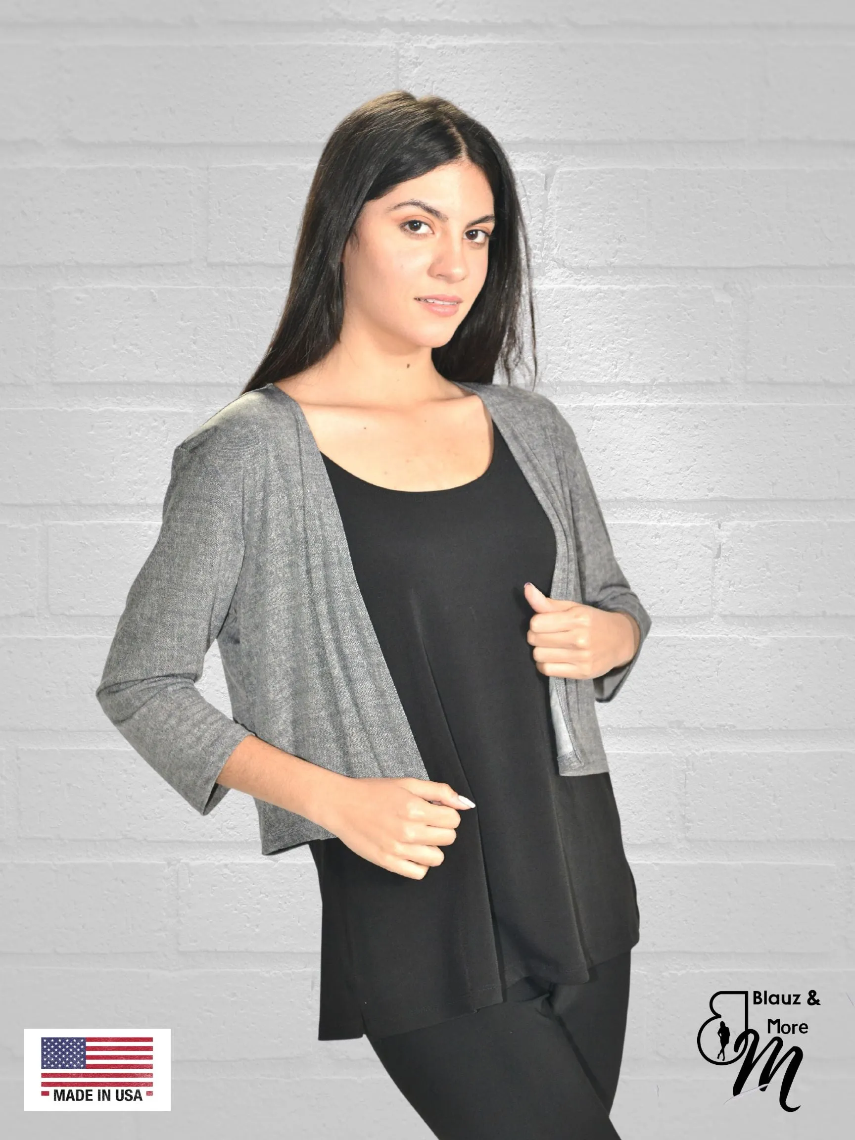 Bolero with 3/4 sleeves - Regular and Plus Sizes available - T360
