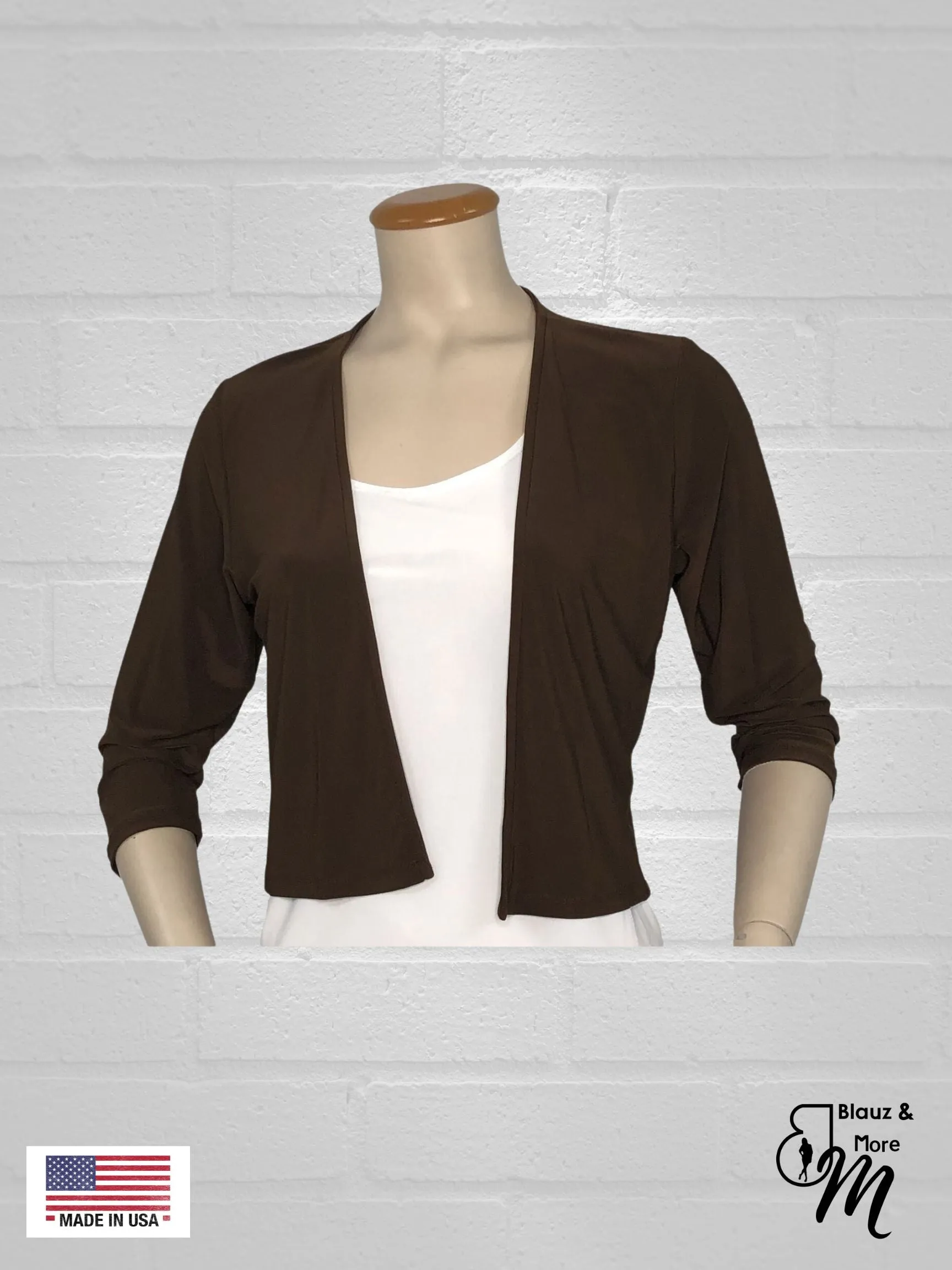Bolero with 3/4 sleeves - Regular and Plus Sizes available - T360