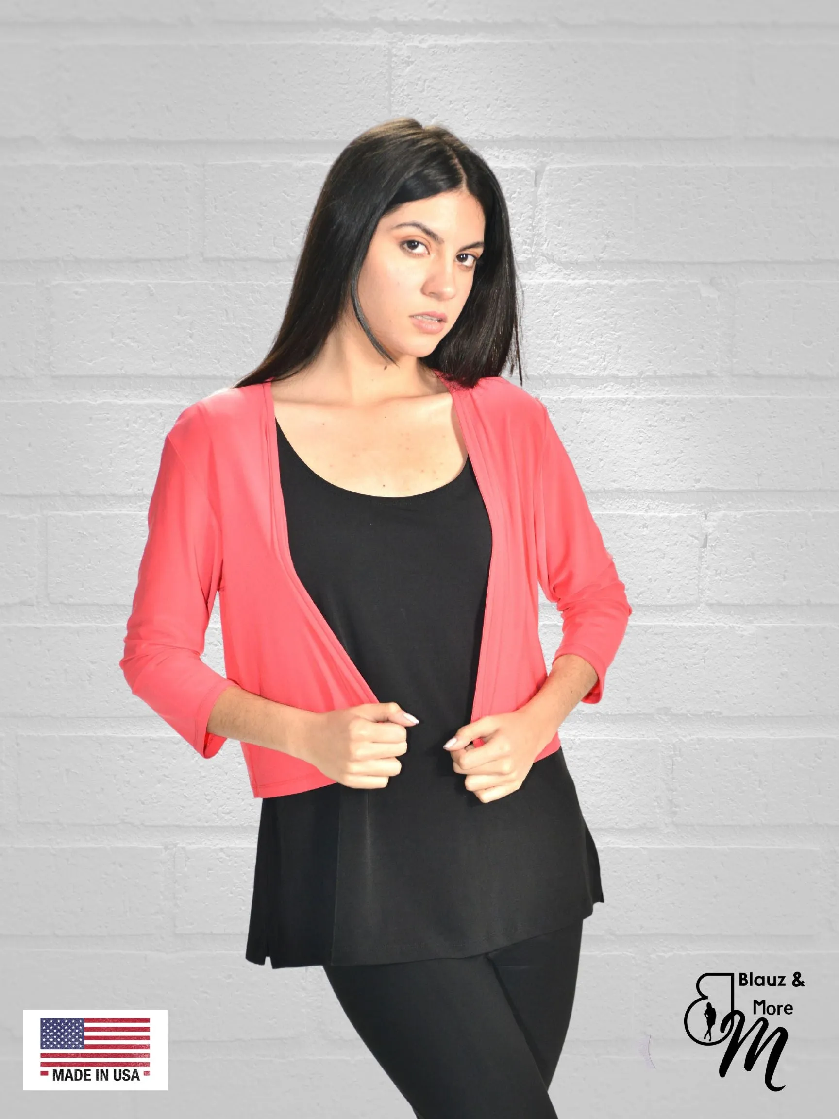 Bolero with 3/4 sleeves - Regular and Plus Sizes available - T360