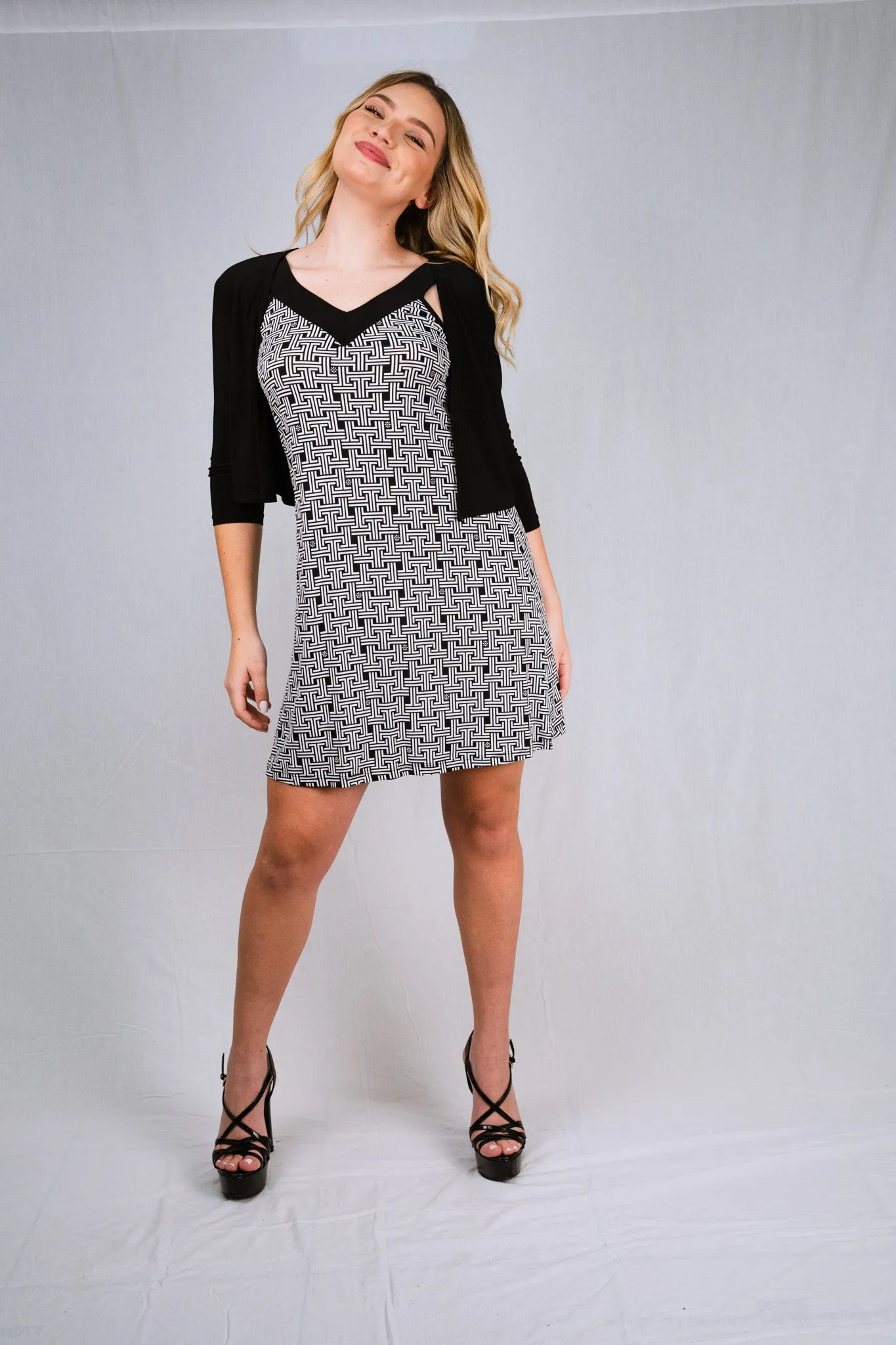 Bolero with 3/4 sleeves - Regular and Plus Sizes available - T360