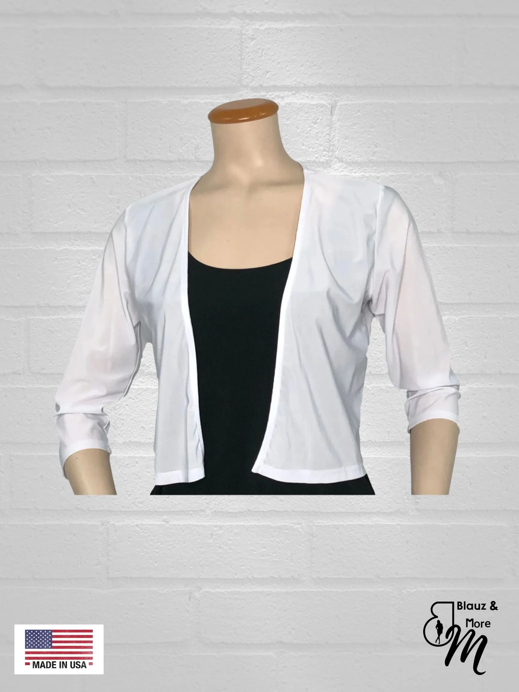 Bolero with 3/4 sleeves - Regular and Plus Sizes available - T360