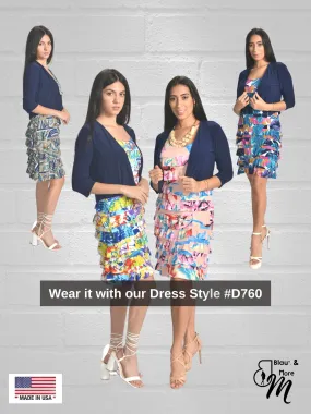 Bolero with 3/4 sleeves - Regular and Plus Sizes available - T360