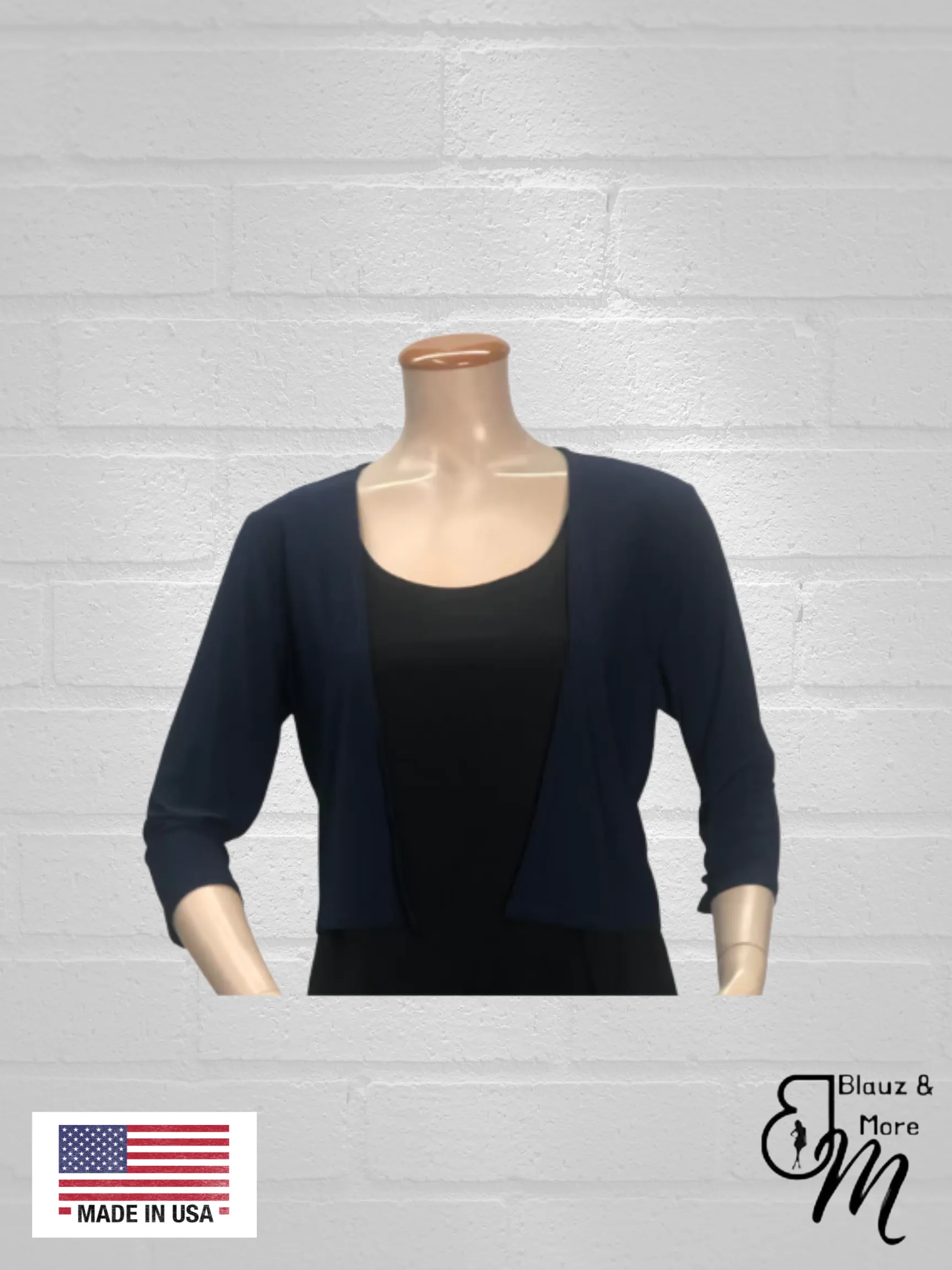 Bolero with 3/4 sleeves - Regular and Plus Sizes available - T360
