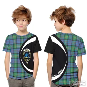 Bowie Ancient Tartan Kid T-Shirt with Family Crest Circle Style