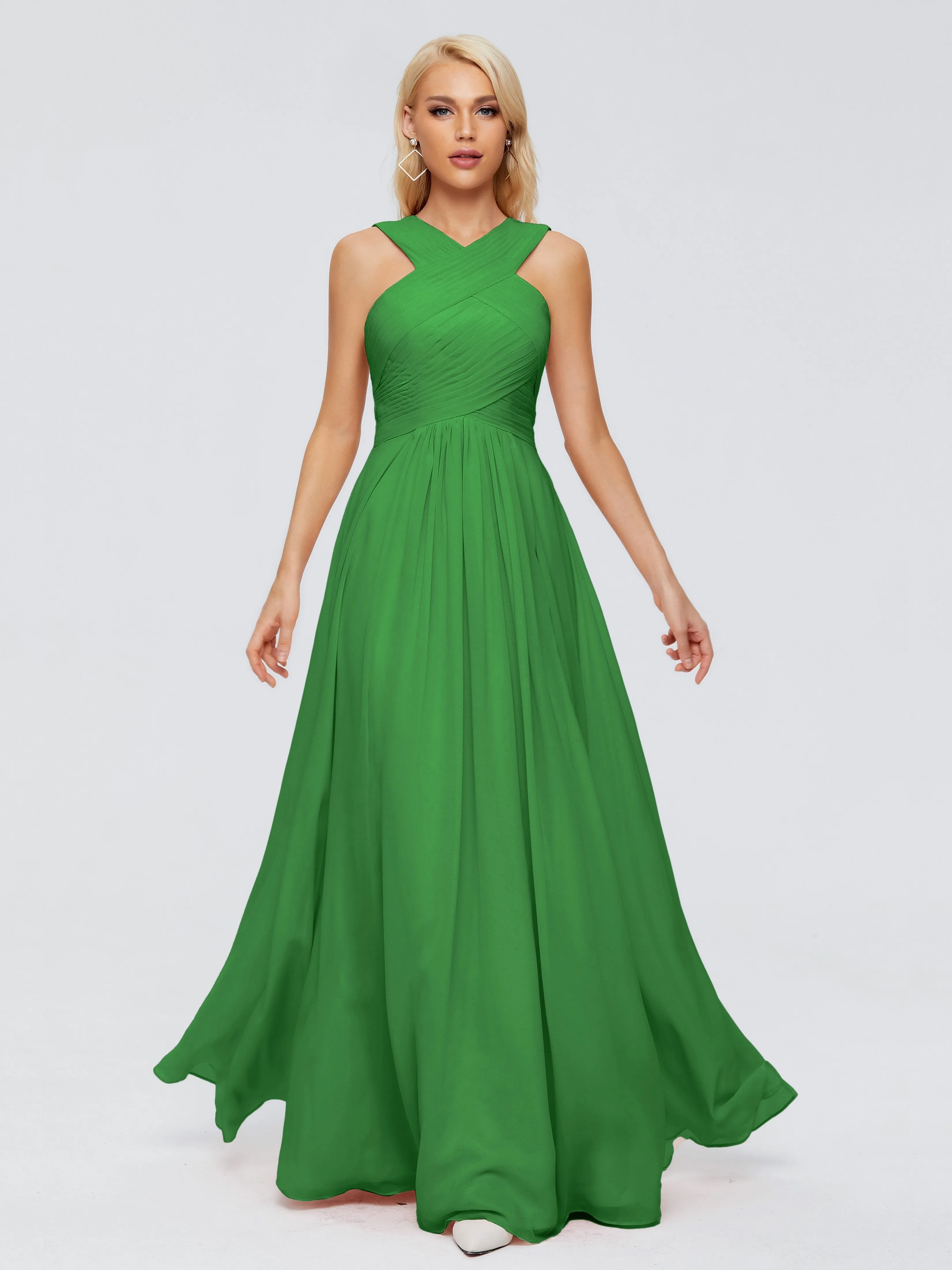 Bridesmaid Dresses Green Aliyah Charming A-Line Straps Chiffon Bridesmaid Dresses