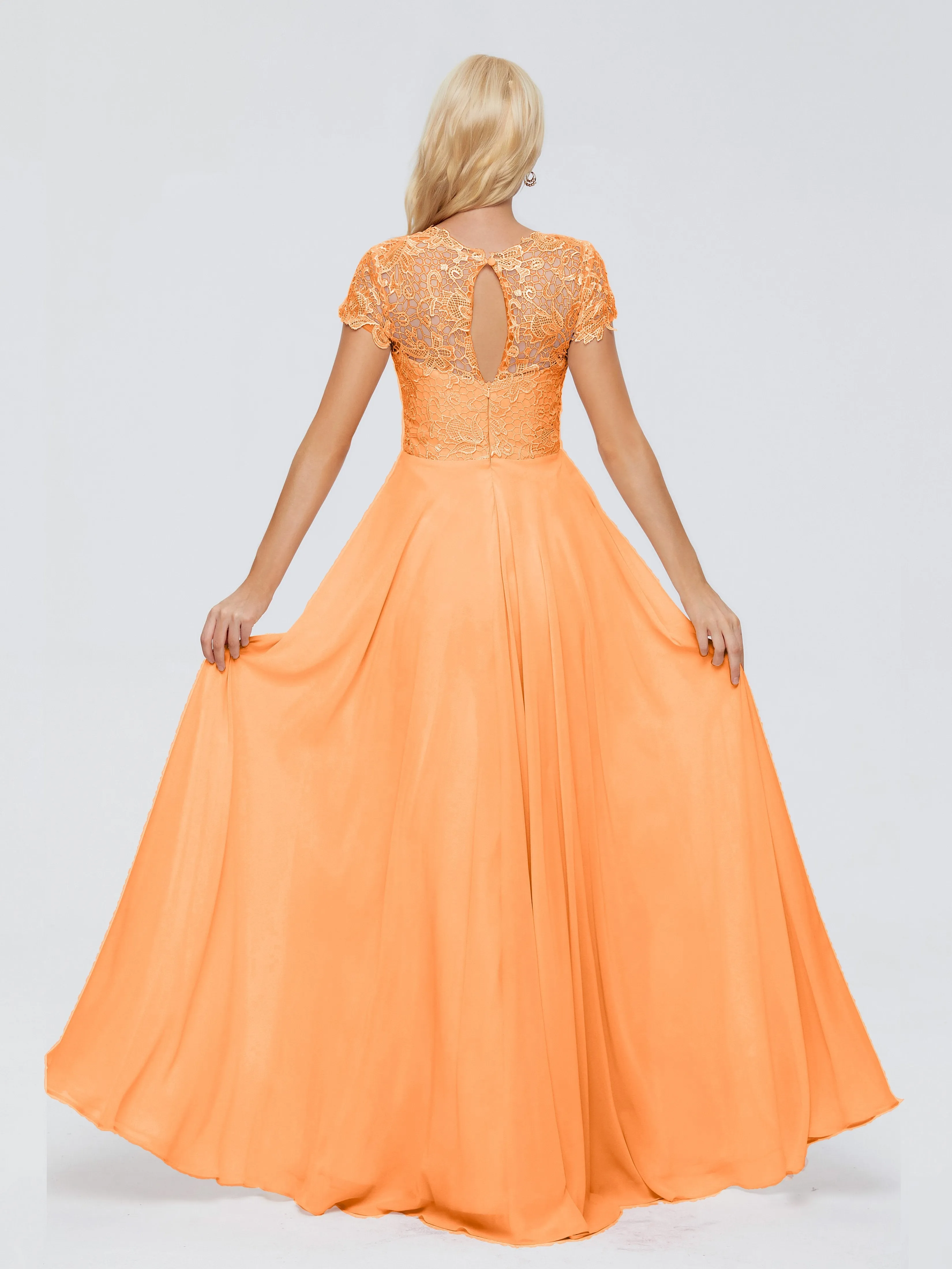 Bright Orange Bridesmaid Dresses Rose Charming Scoop Chiffon Bridesmaid Dresses