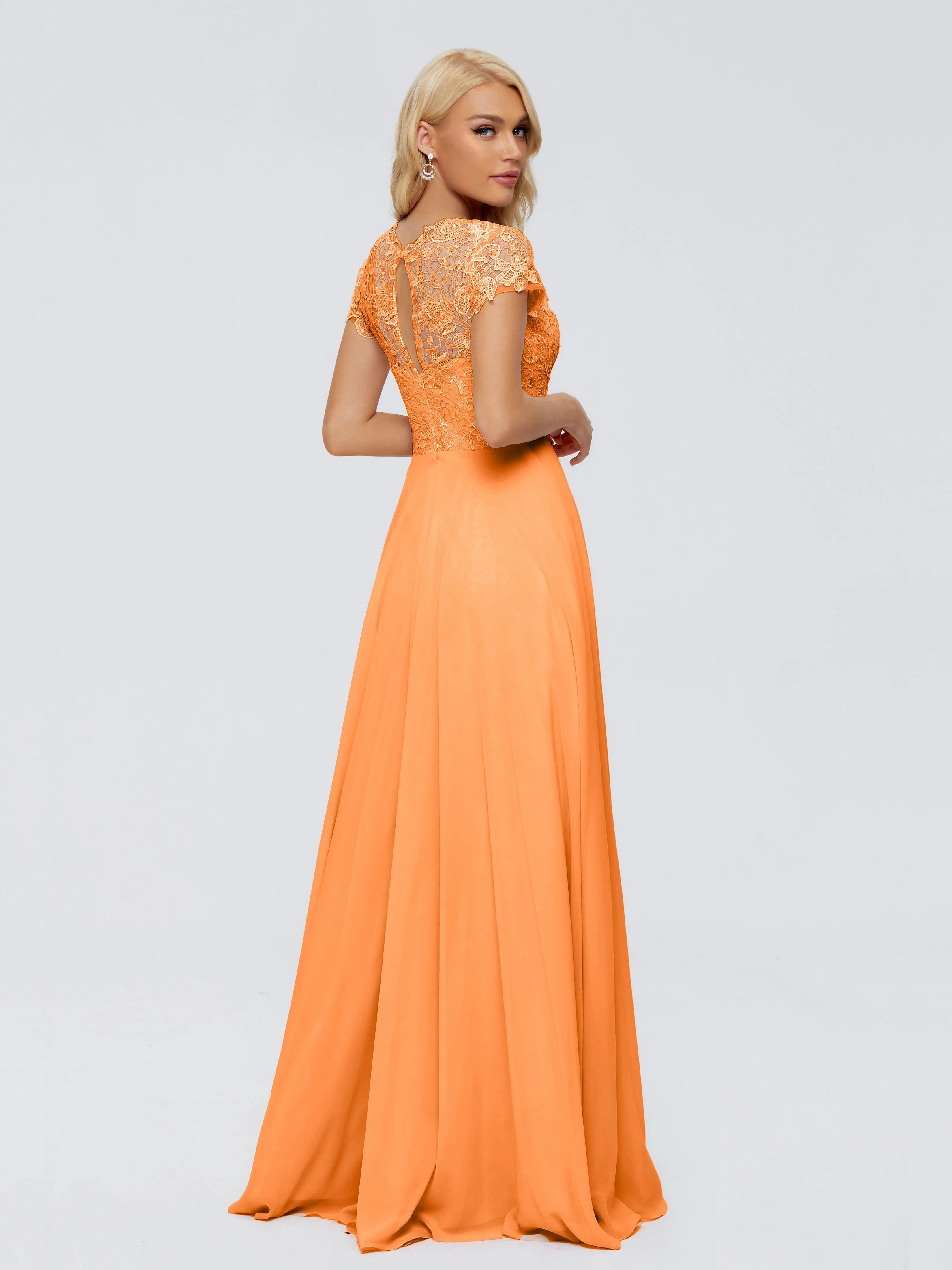 Bright Orange Bridesmaid Dresses Rose Charming Scoop Chiffon Bridesmaid Dresses