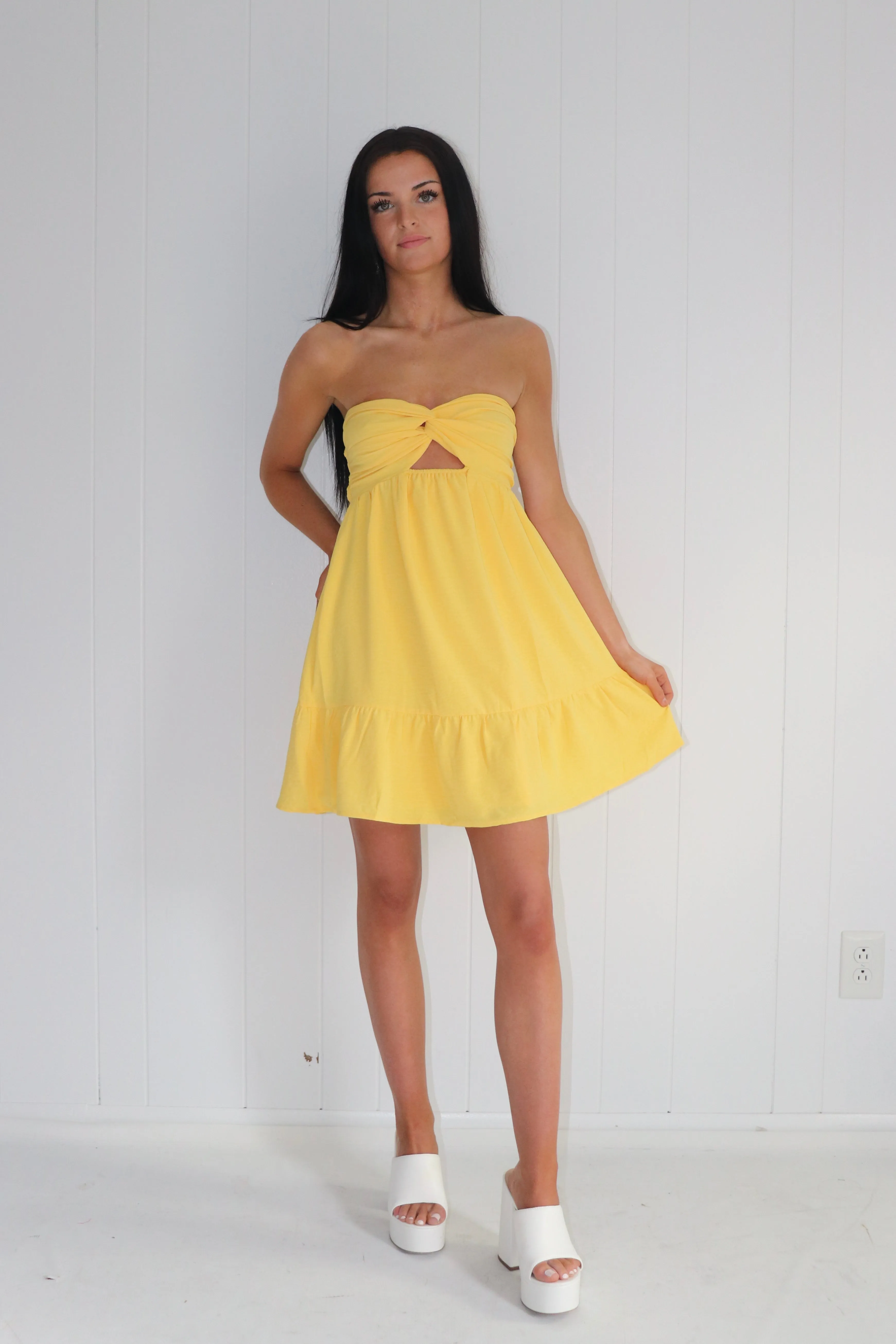 Brooklyn Twist Front Mini Dress