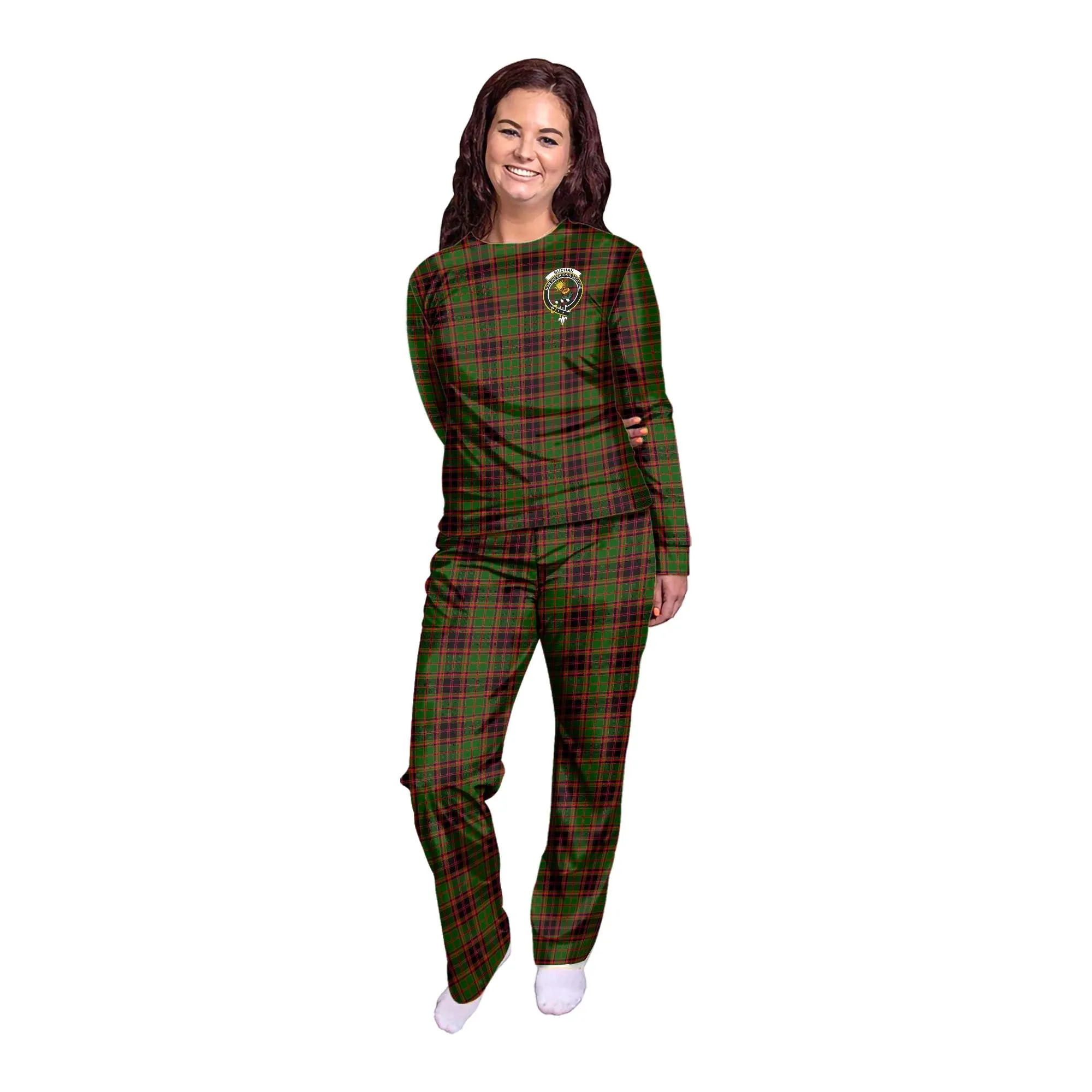 Buchan Tartan Pajamas Family Set with Family Crest