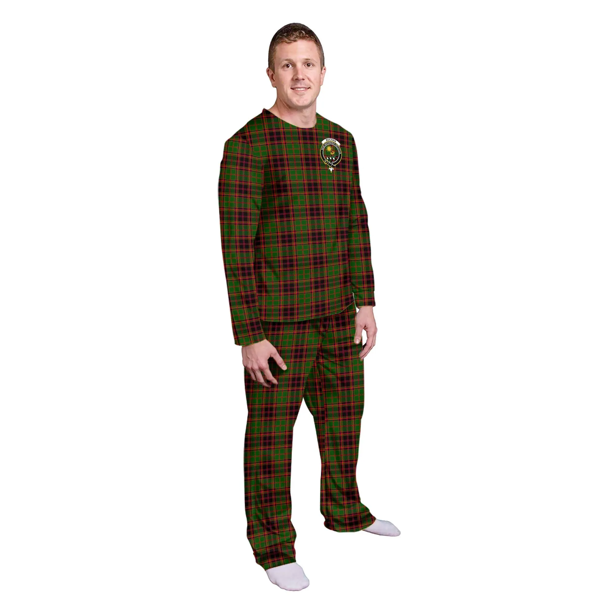 Buchan Tartan Pajamas Family Set with Family Crest