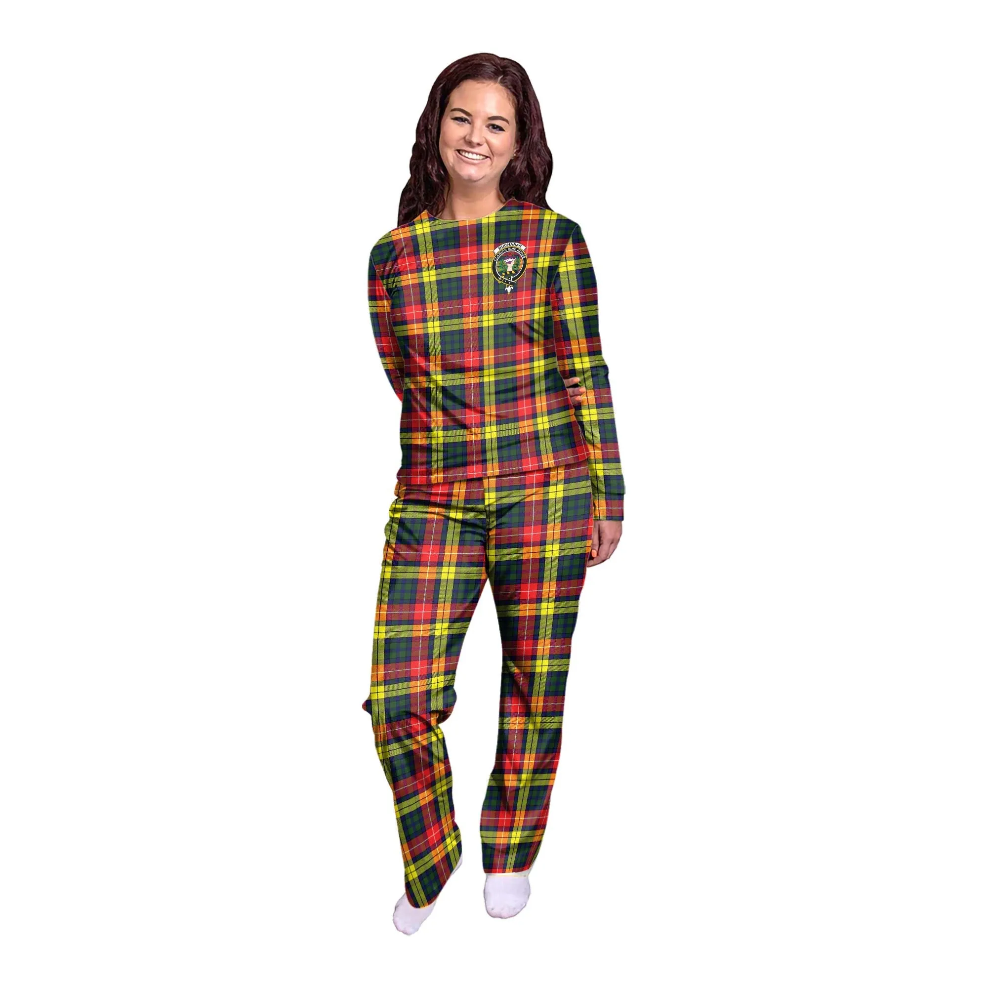 Buchanan Modern Tartan Pajamas Family Set with Family Crest