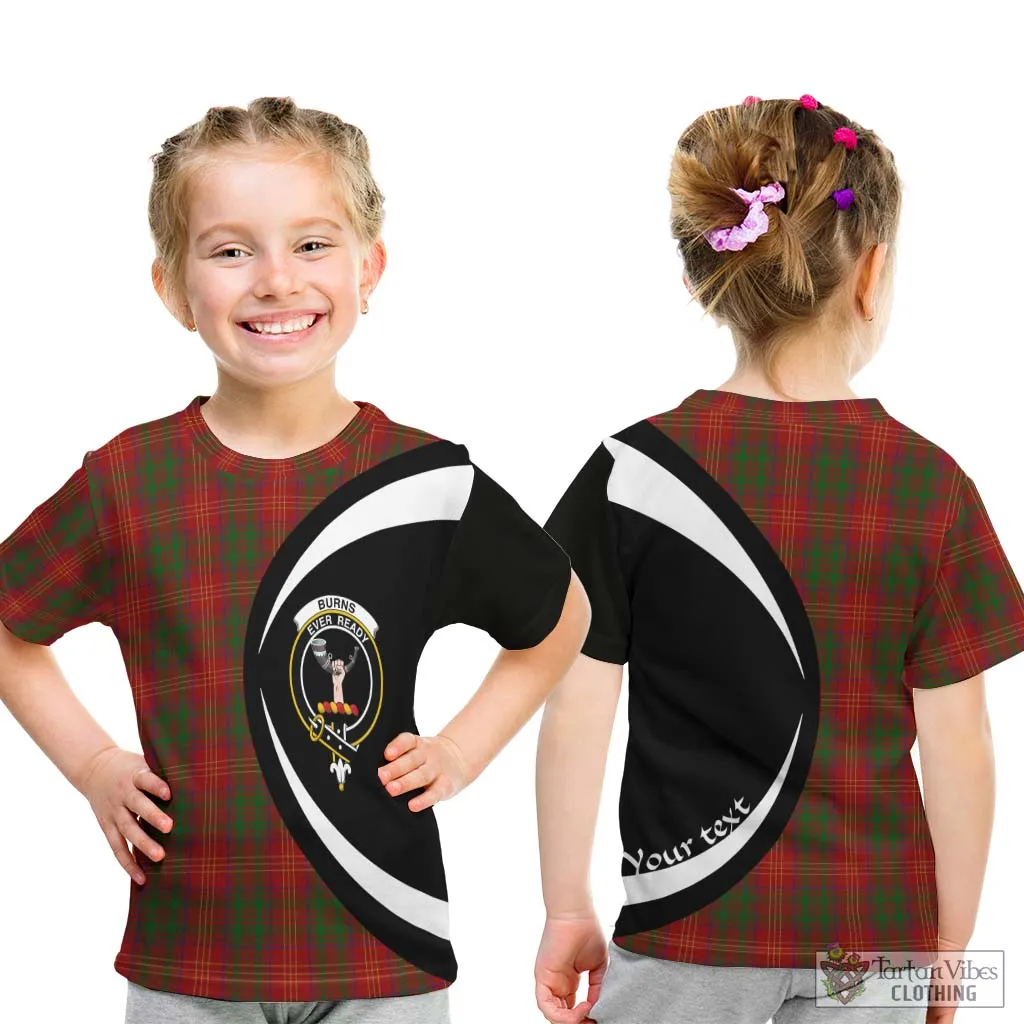 Burns Tartan Kid T-Shirt with Family Crest Circle Style