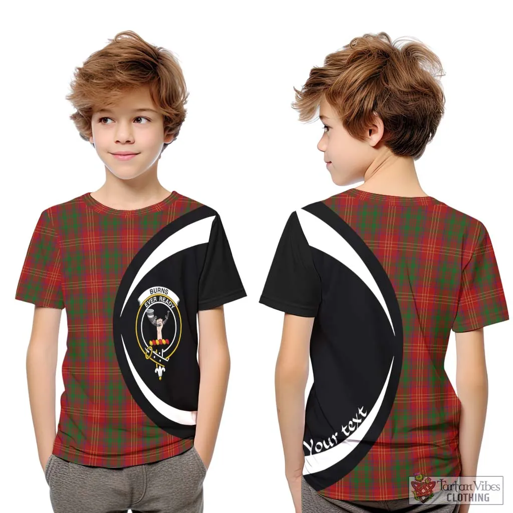 Burns Tartan Kid T-Shirt with Family Crest Circle Style