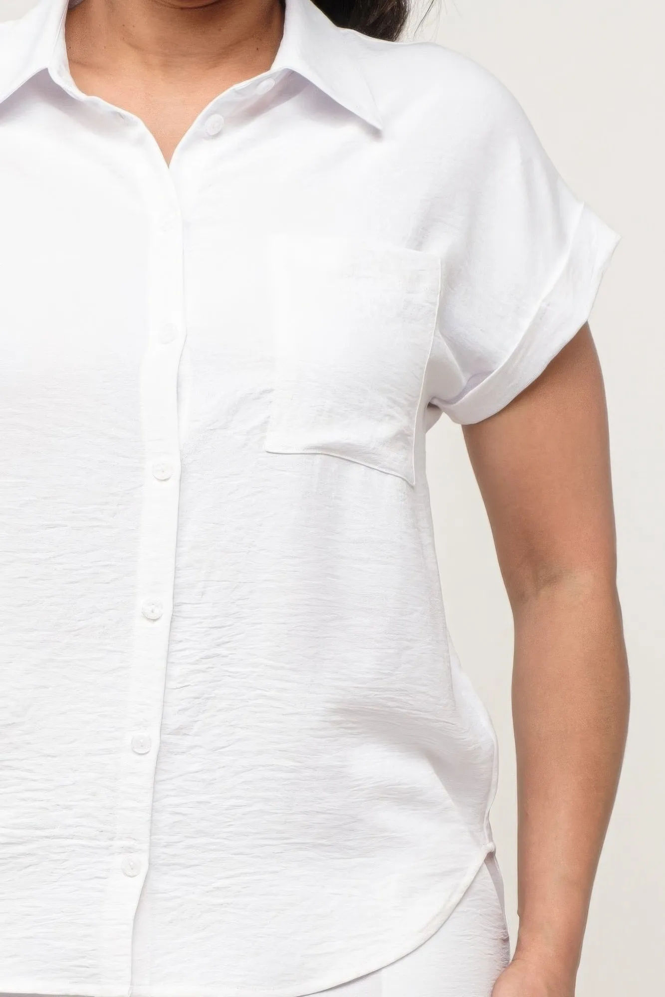 Button Down Loose Fit Shorts Set