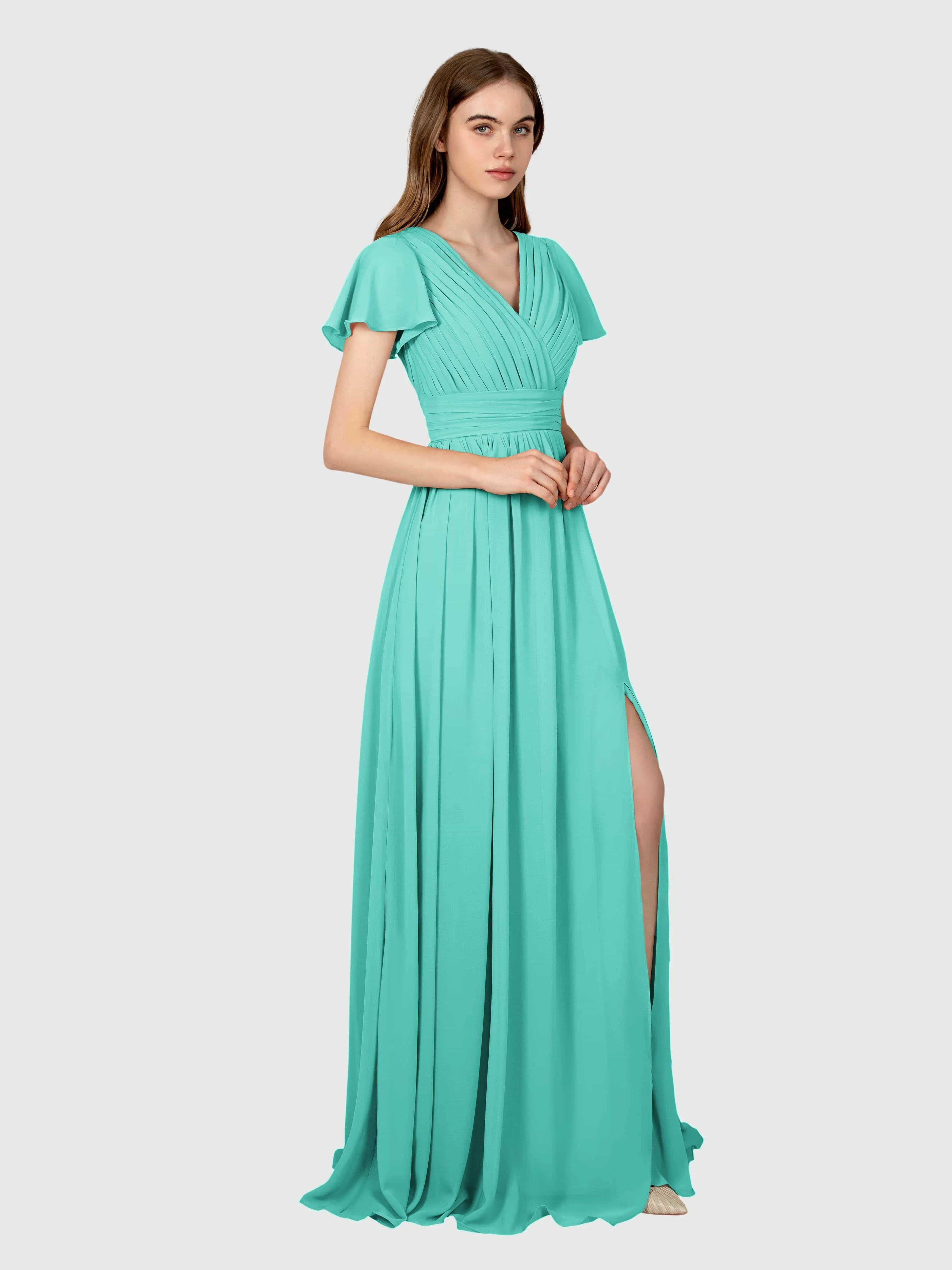 Camila Airy A-Line Pleats Floor Length Bridesmaid Dresses