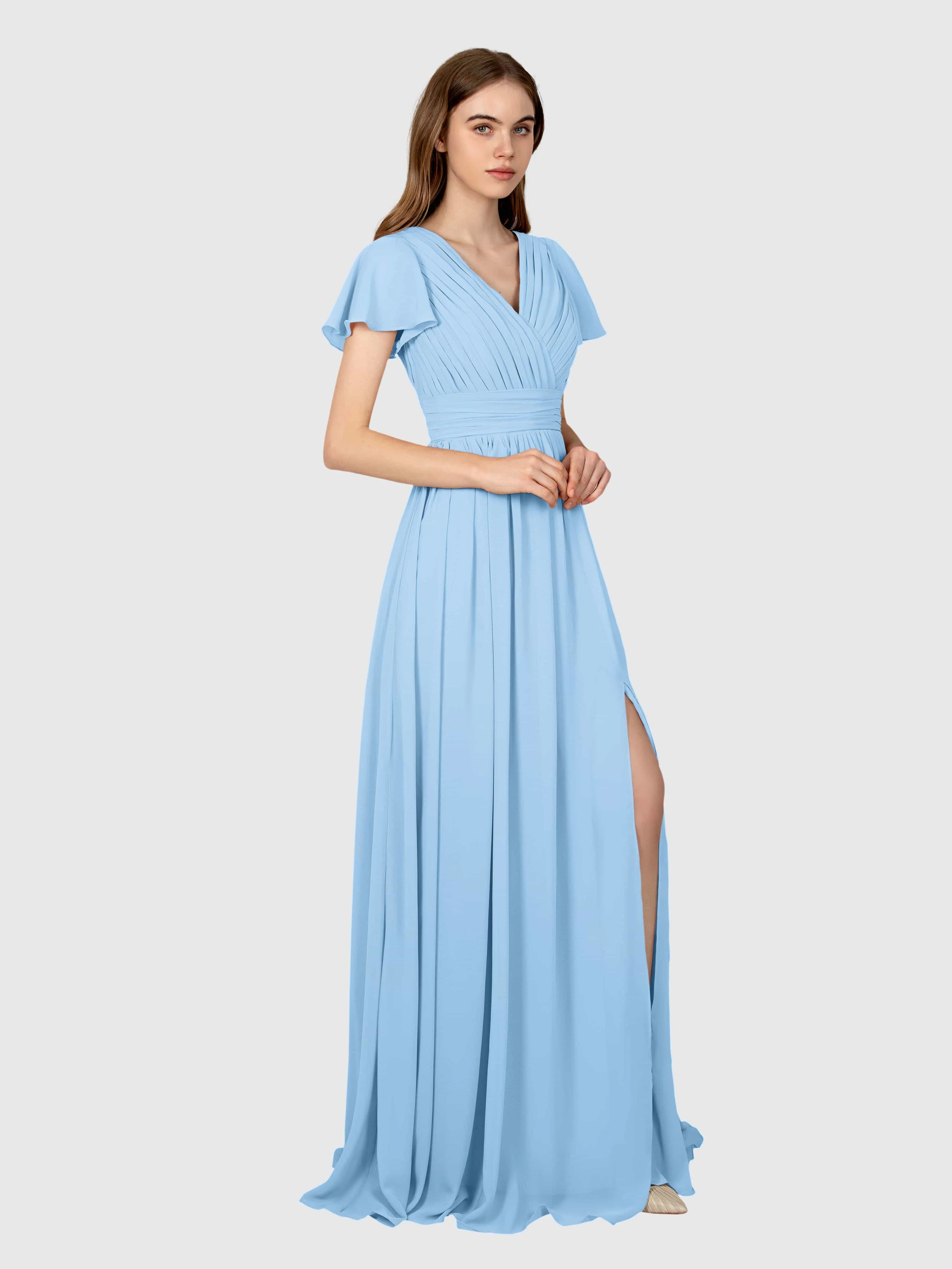 Camila Airy A-Line Pleats Floor Length Bridesmaid Dresses