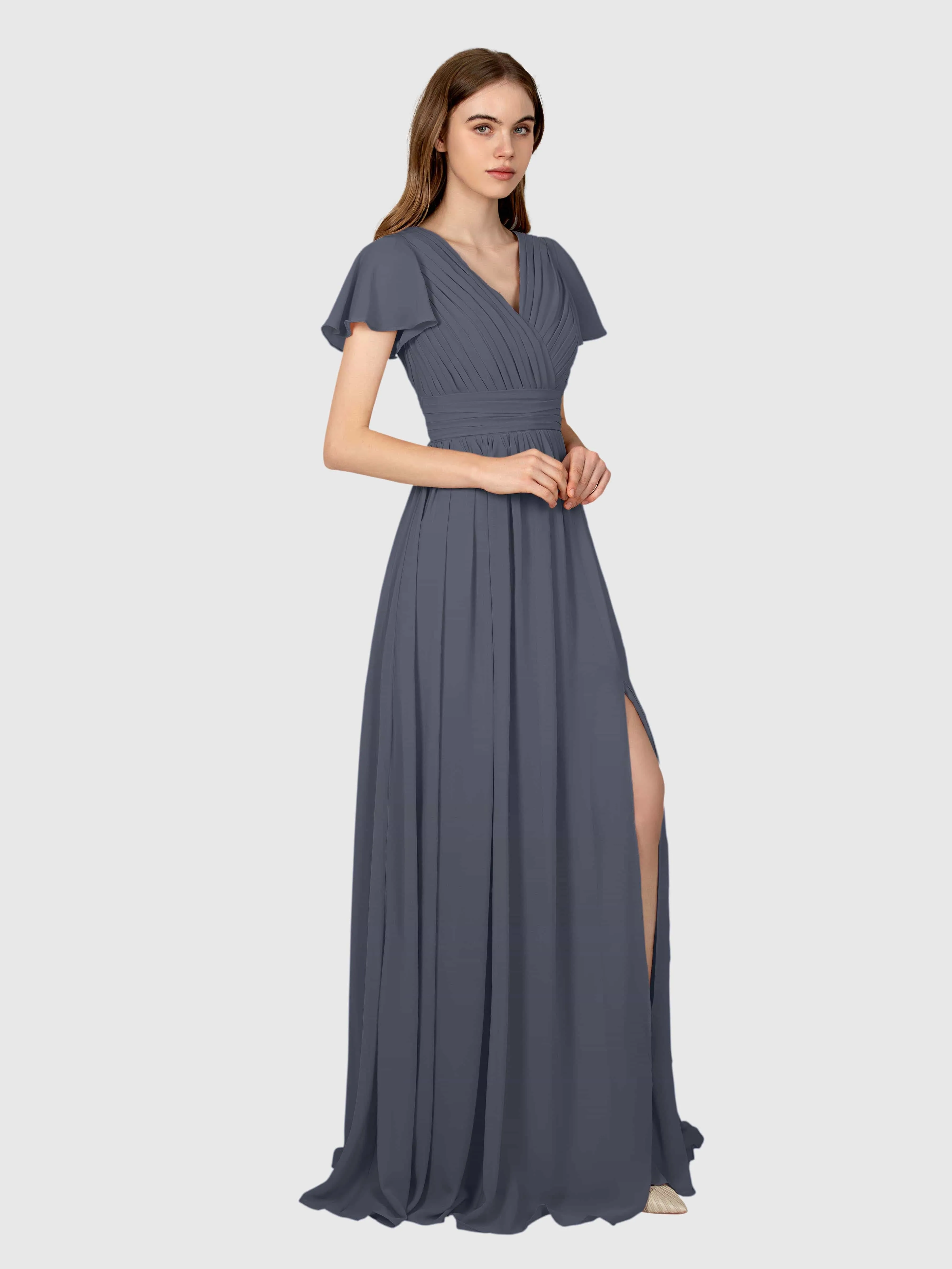 Camila Airy A-Line Pleats Floor Length Bridesmaid Dresses