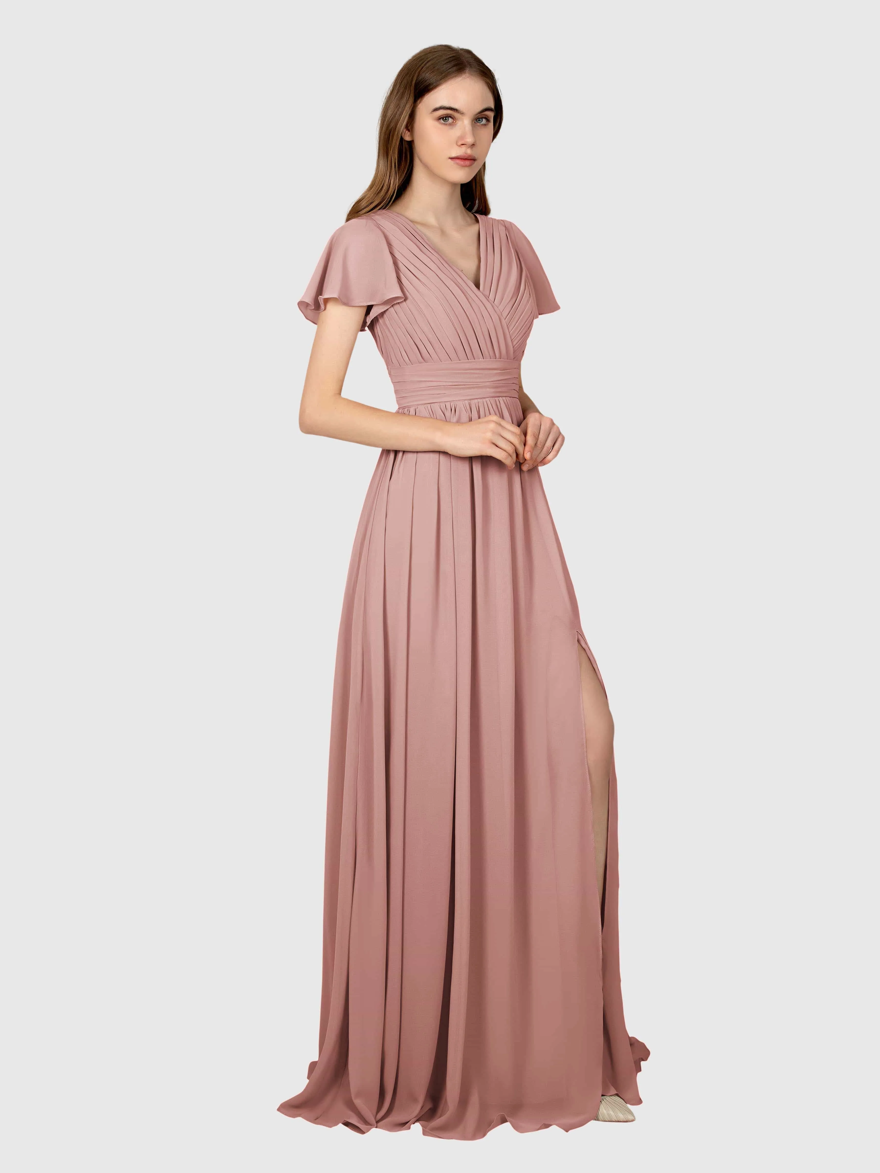 Camila Airy A-Line Pleats Floor Length Bridesmaid Dresses