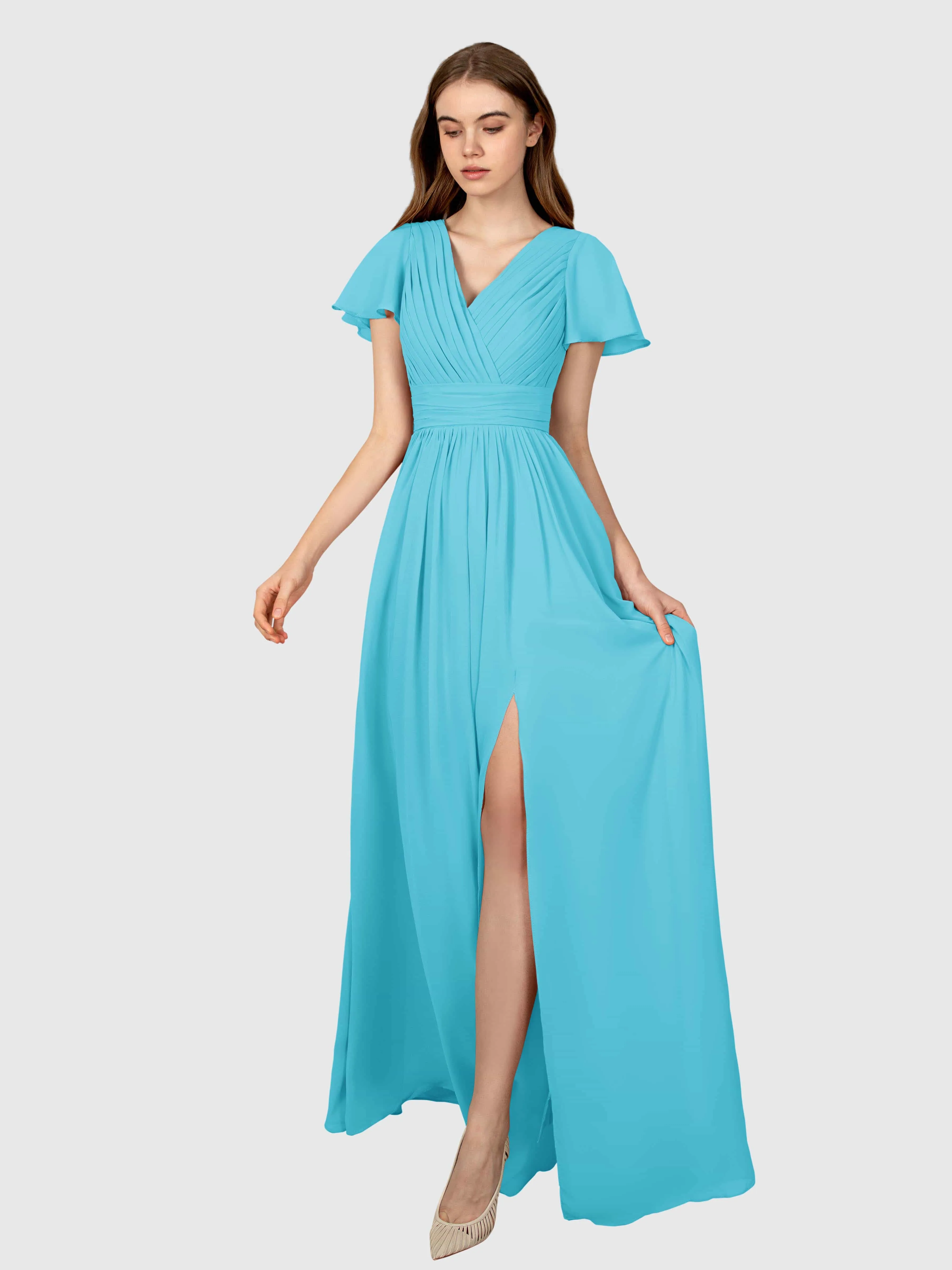 Camila Airy A-Line Pleats Floor Length Bridesmaid Dresses