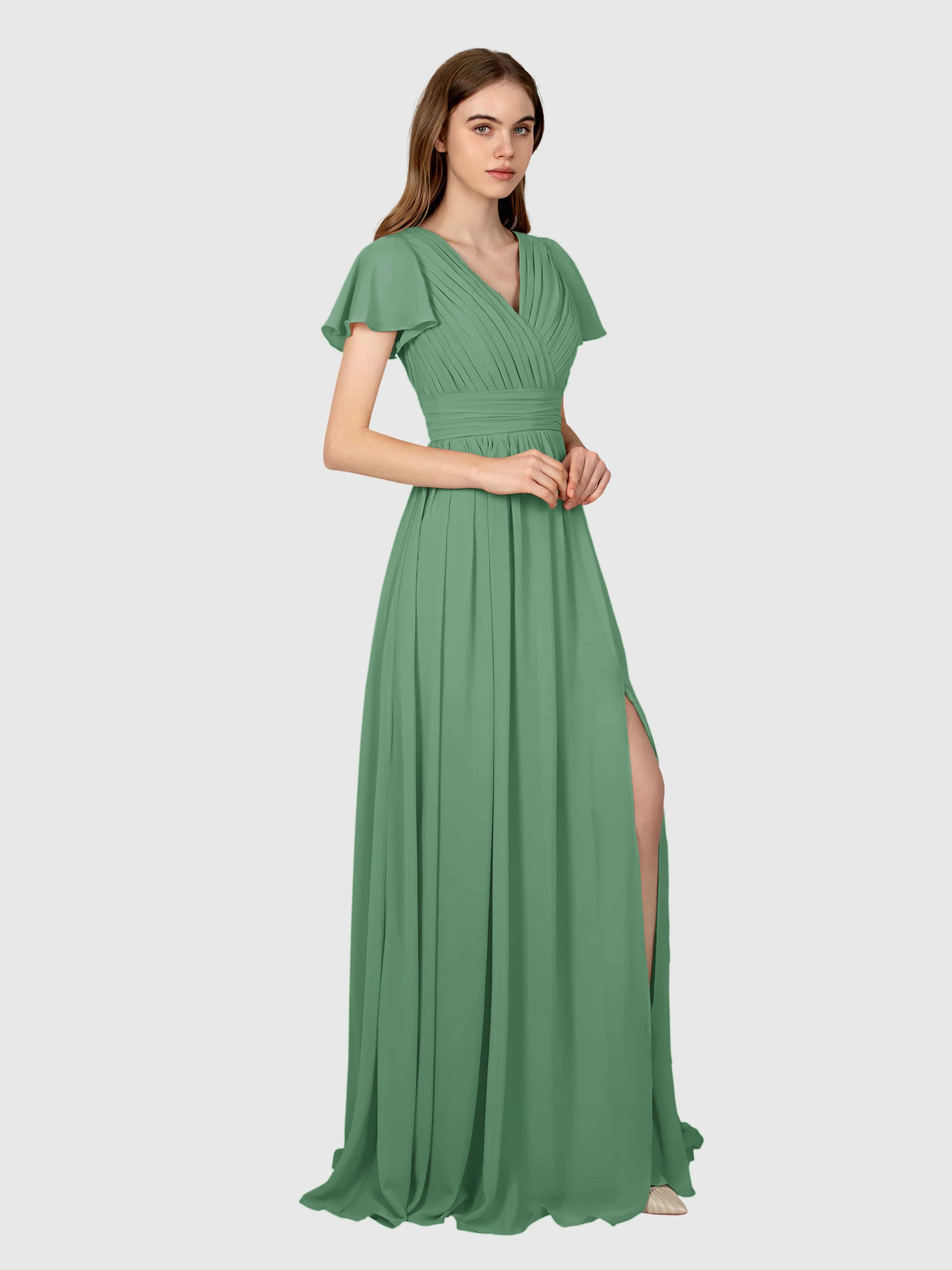 Camila Airy A-Line Pleats Floor Length Bridesmaid Dresses