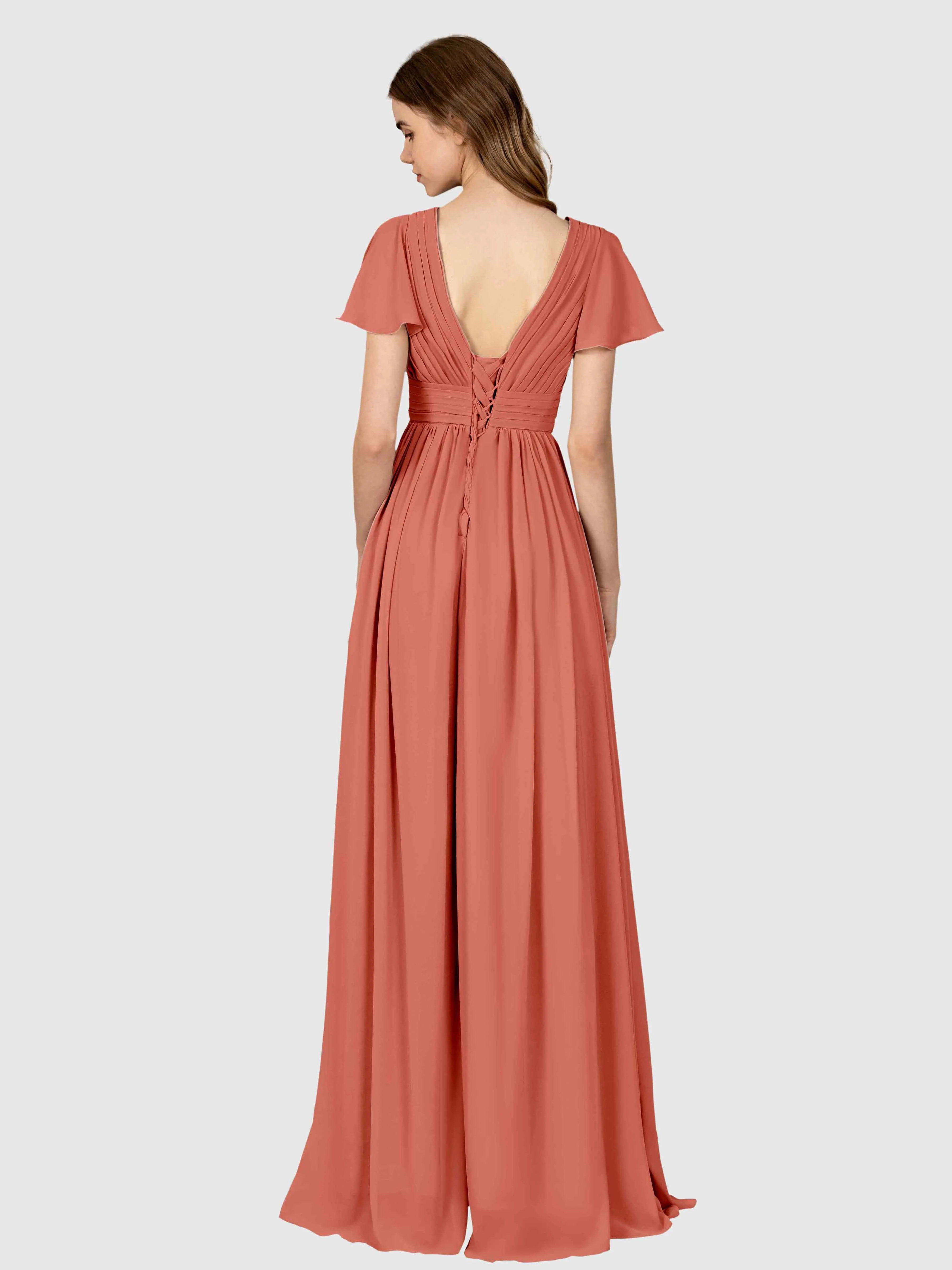 Camila Airy A-Line Pleats Floor Length Bridesmaid Dresses