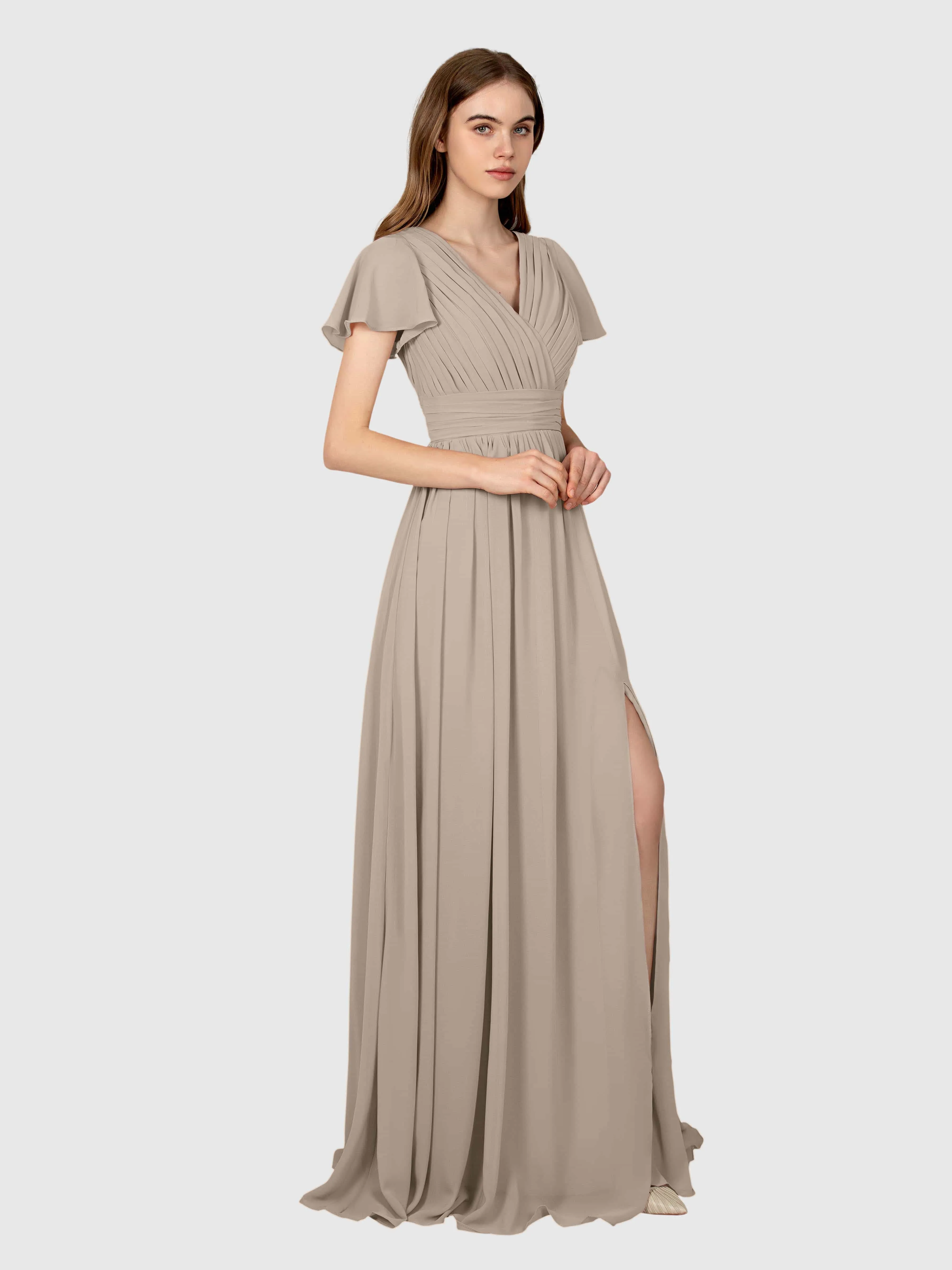 Camila Airy A-Line Pleats Floor Length Bridesmaid Dresses