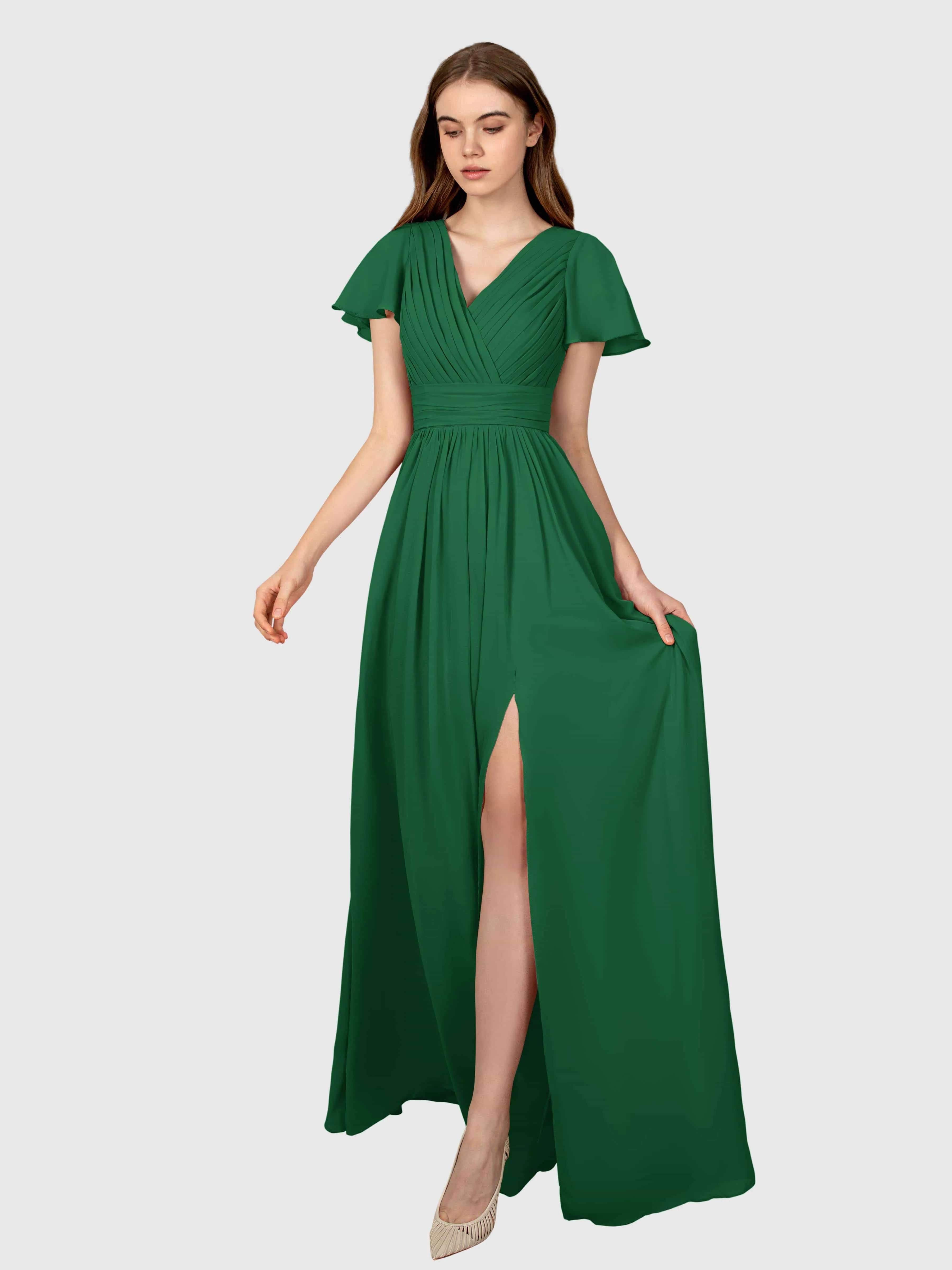 Camila Airy A-Line Pleats Floor Length Bridesmaid Dresses