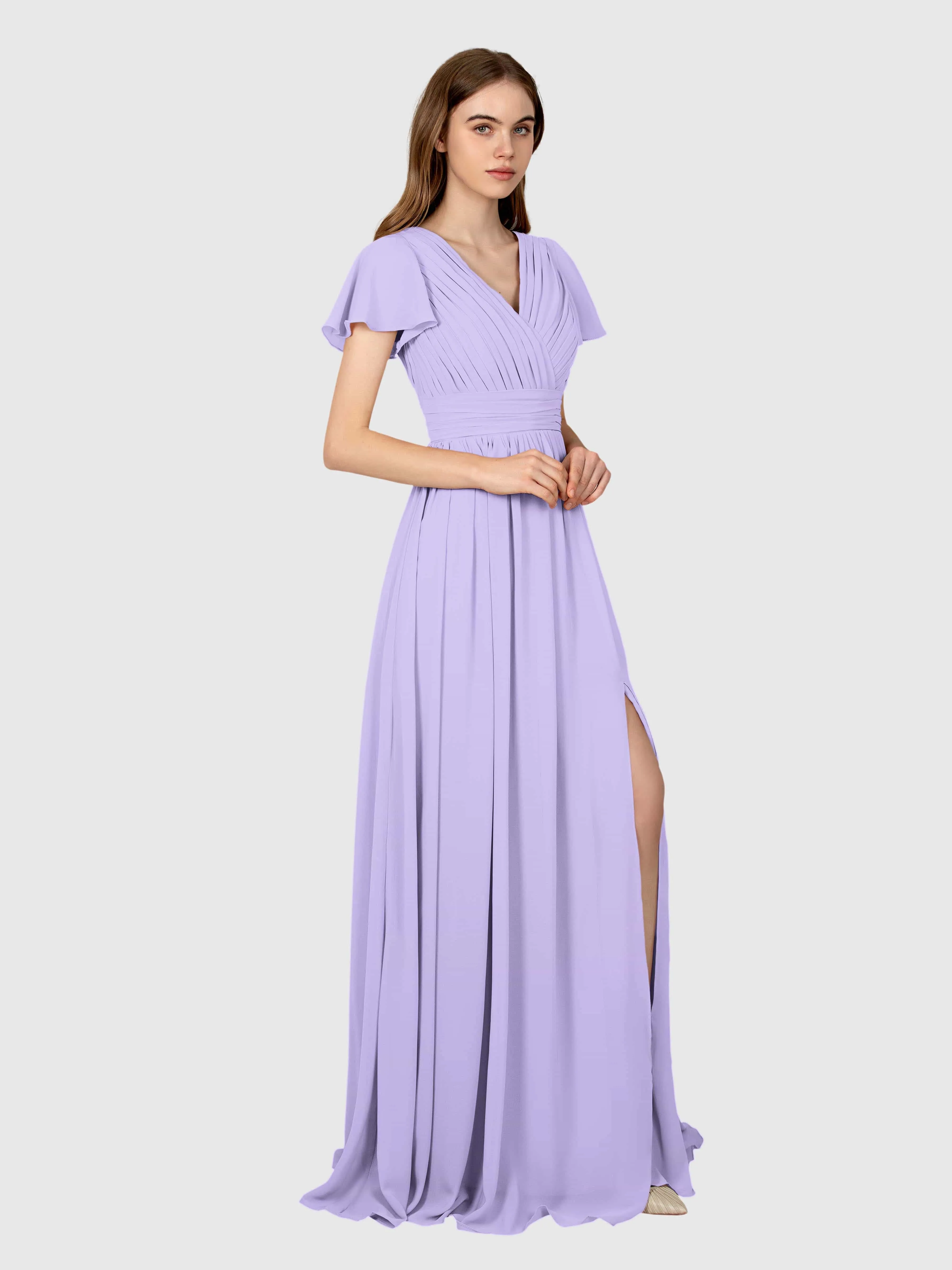 Camila Airy A-Line Pleats Floor Length Bridesmaid Dresses