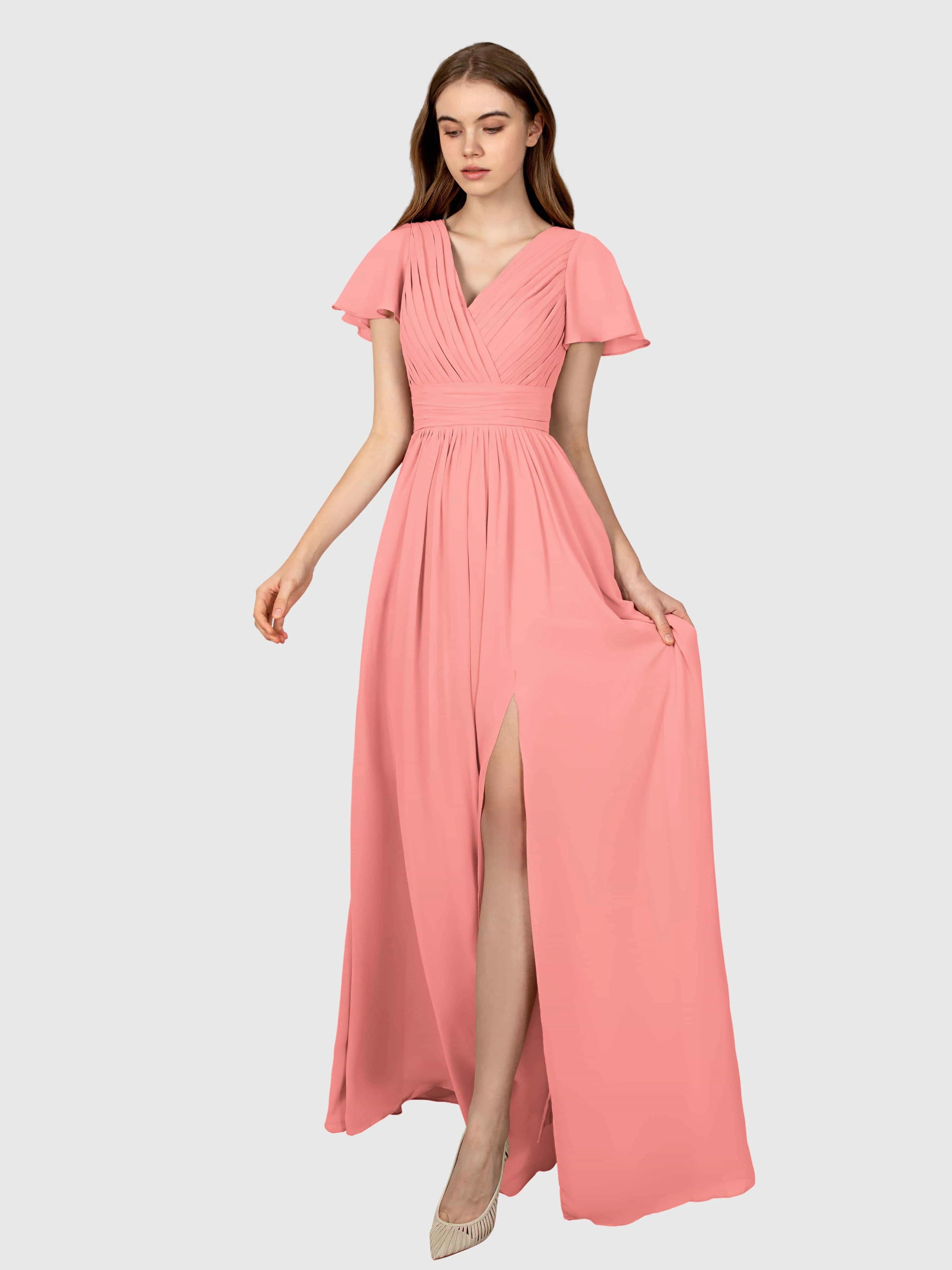Camila Airy A-Line Pleats Floor Length Bridesmaid Dresses