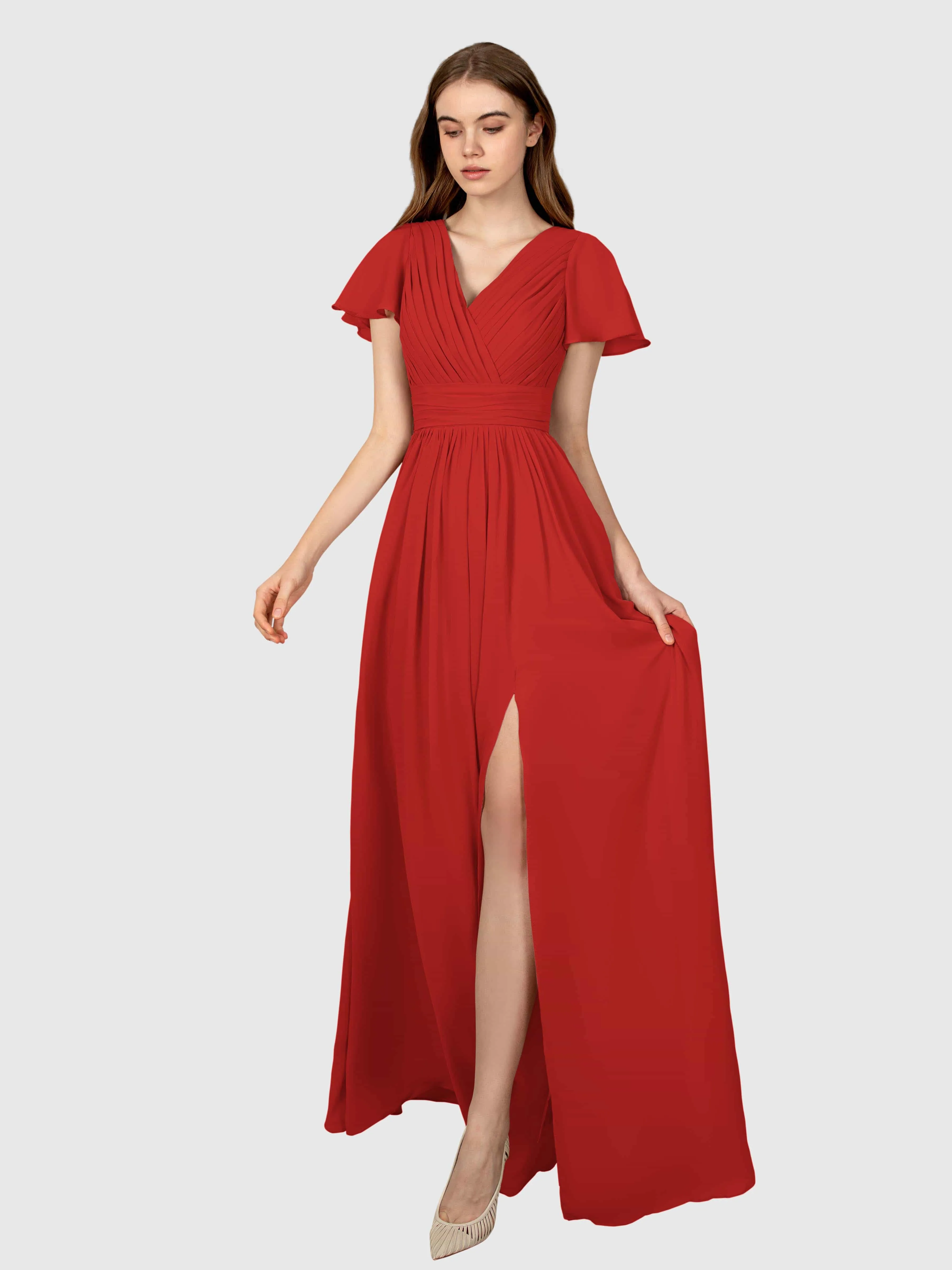 Camila Airy A-Line Pleats Floor Length Bridesmaid Dresses