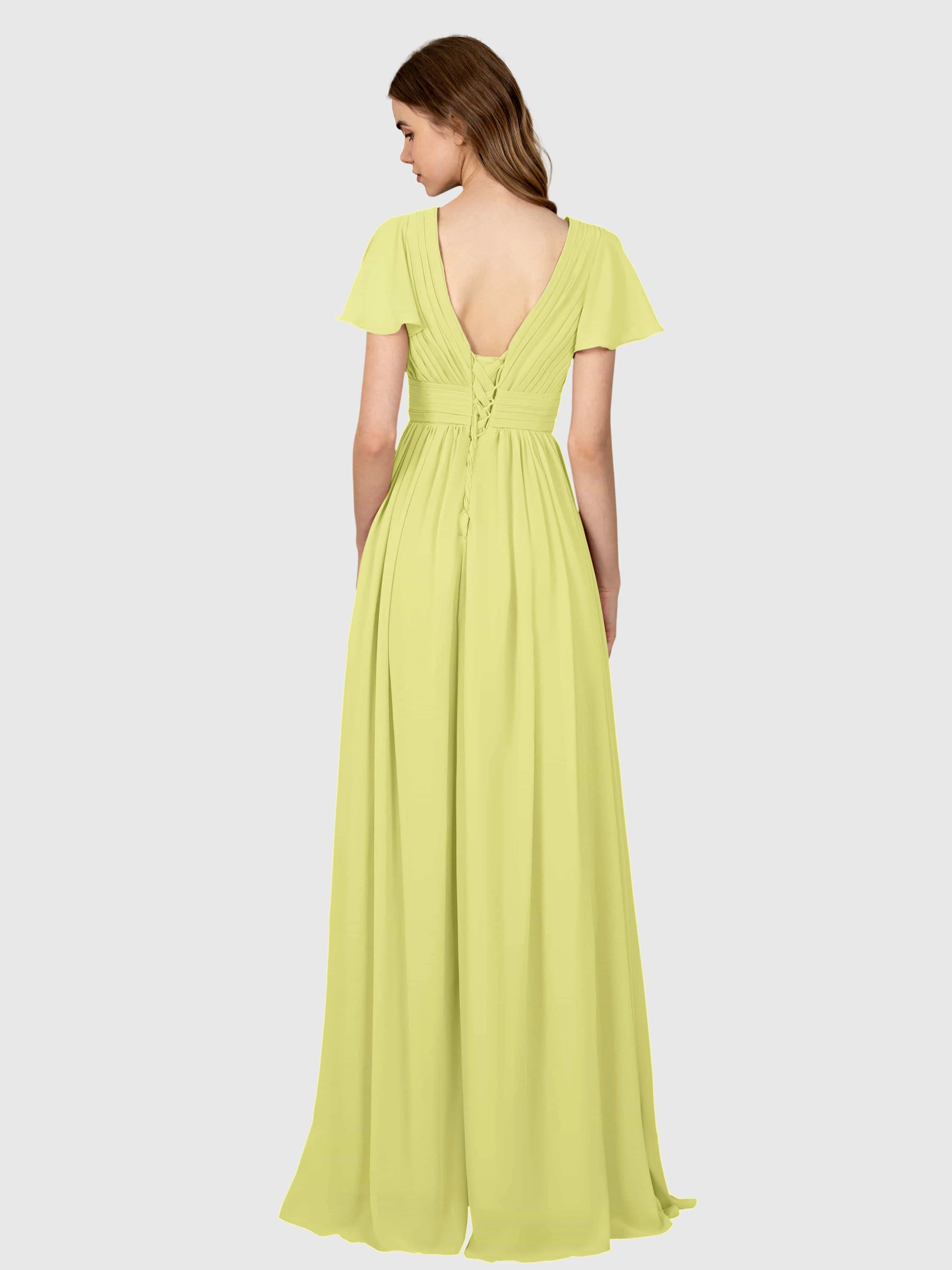 Camila Airy A-Line Pleats Floor Length Bridesmaid Dresses