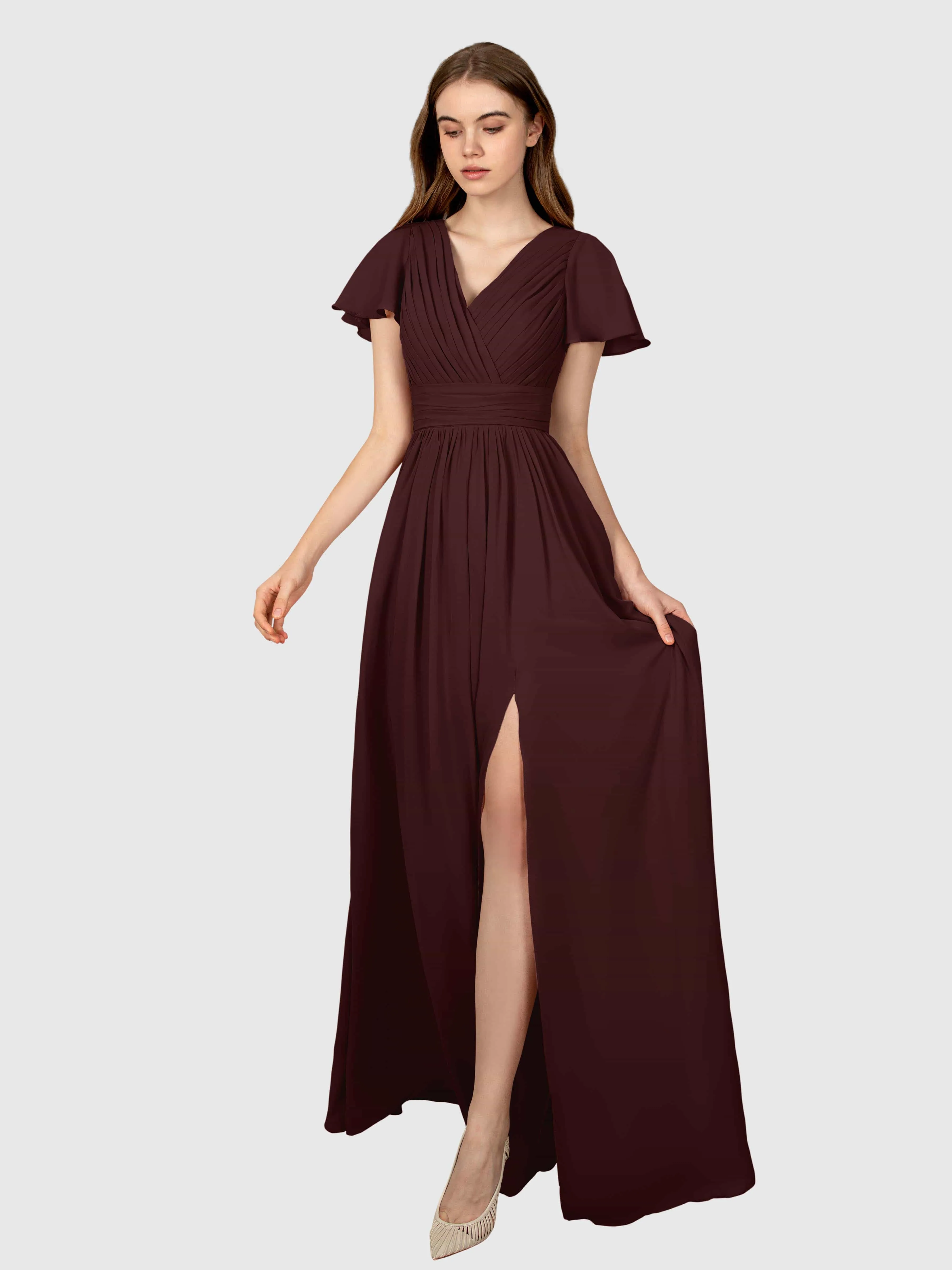 Camila Airy A-Line Pleats Floor Length Bridesmaid Dresses