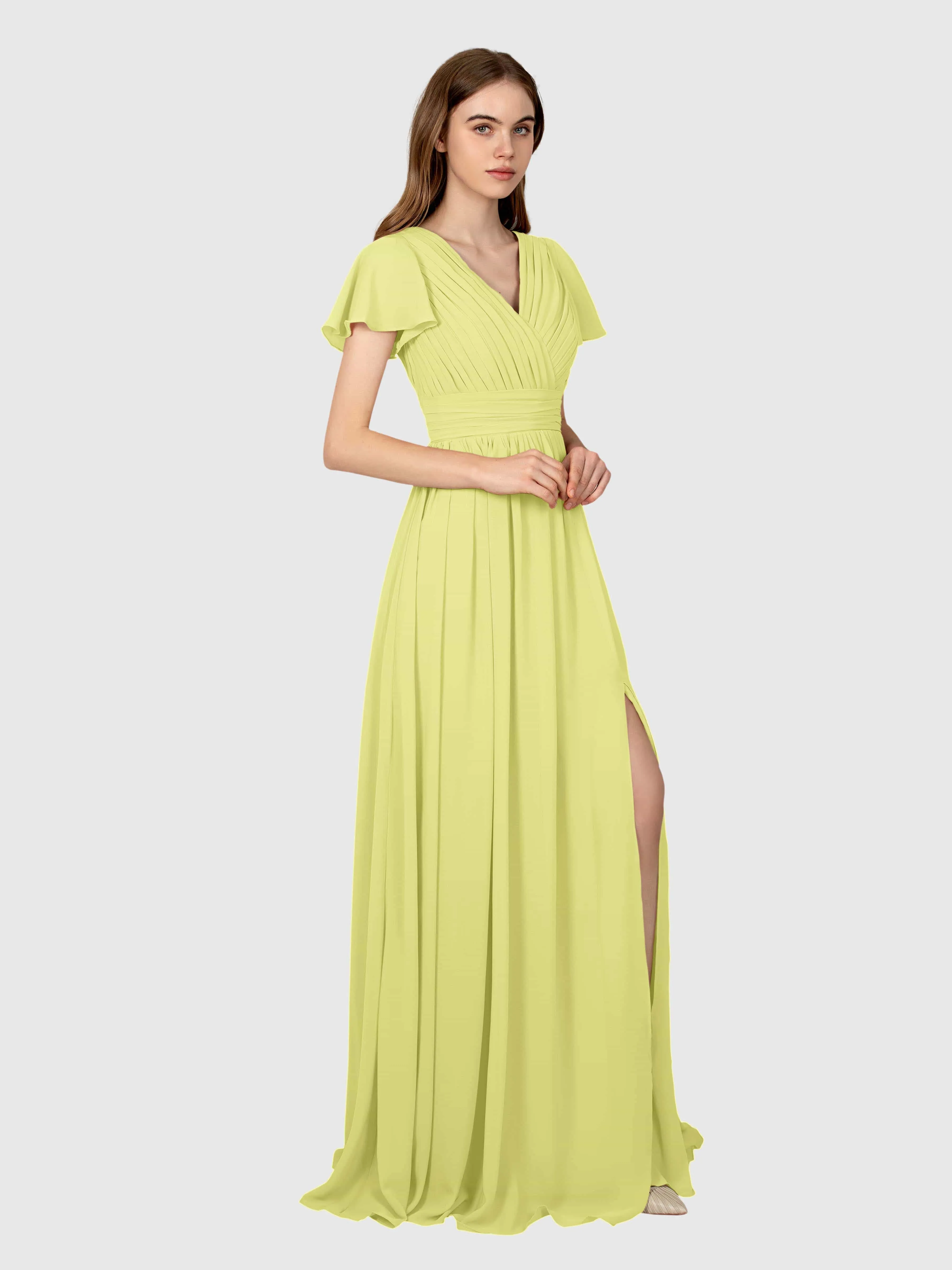 Camila Airy A-Line Pleats Floor Length Bridesmaid Dresses