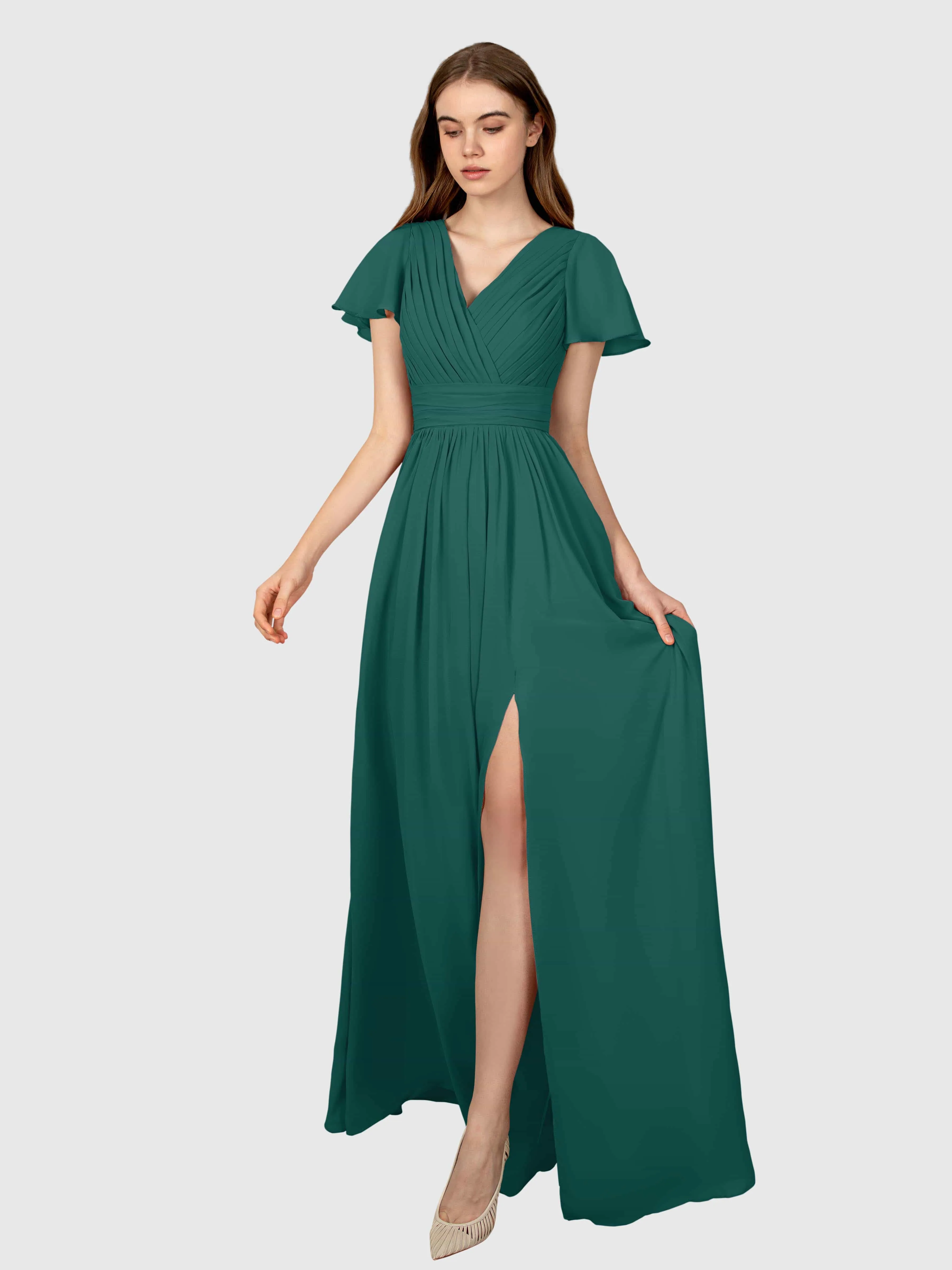 Camila Airy A-Line Pleats Floor Length Bridesmaid Dresses