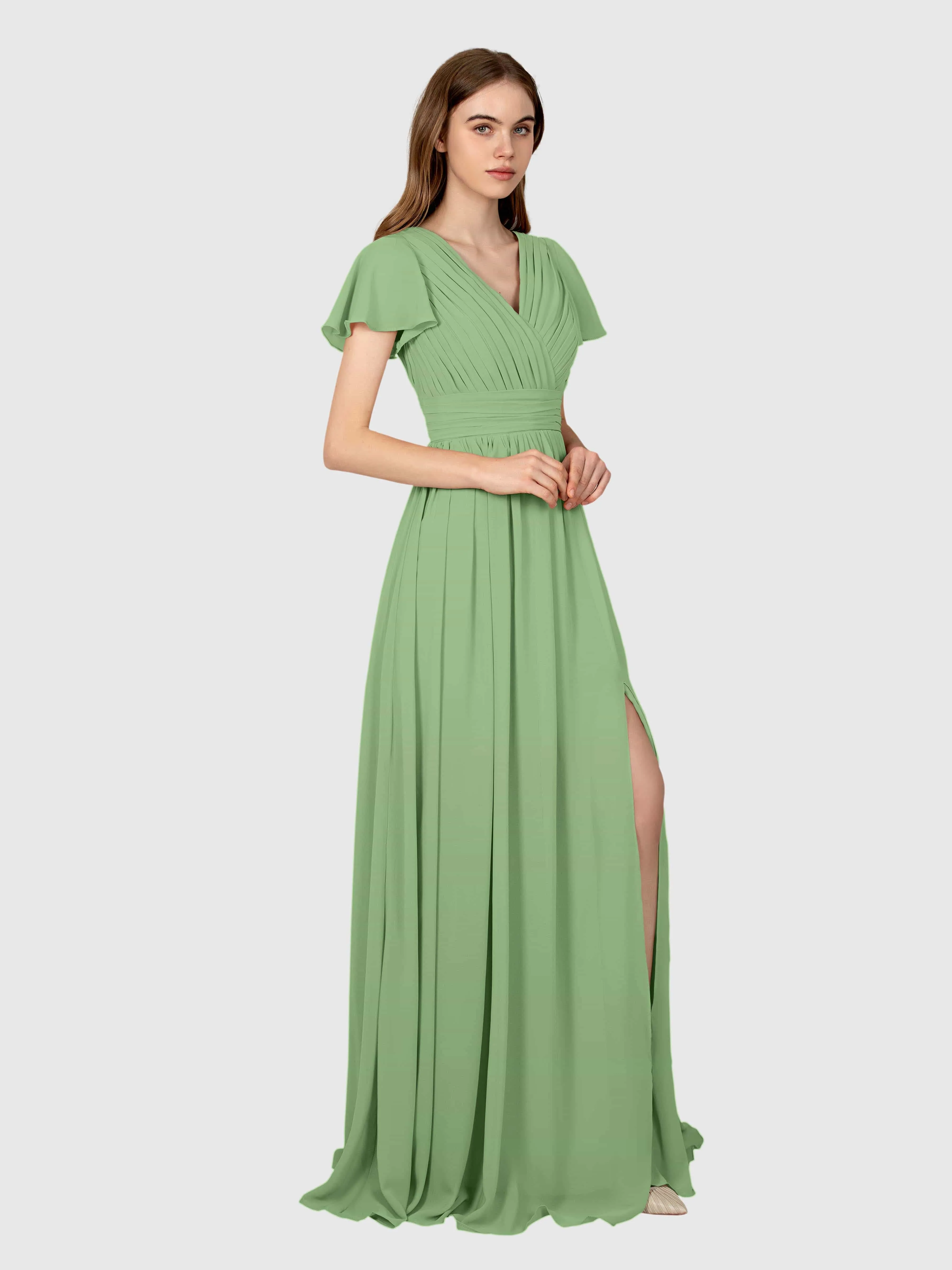 Camila Airy A-Line Pleats Floor Length Bridesmaid Dresses